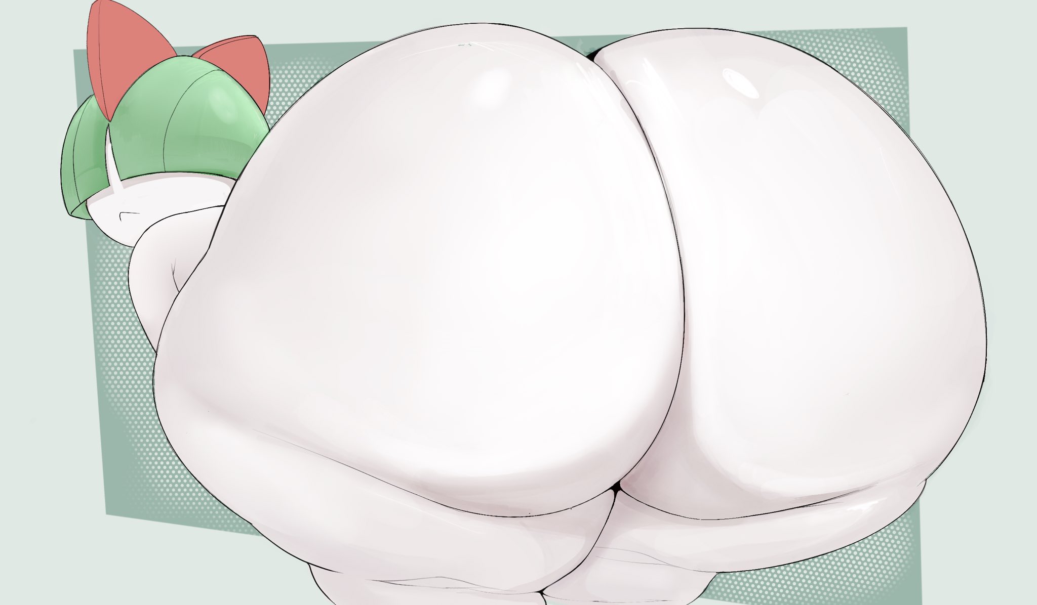 1girls, 2025, ai assisted, ai generated, anthro, anthro only, ass, ass focus, bubble ass, bubble butt, female, green hair, hair over eyes, huge ass, hyper, hyper ass, looking back, pokemon, pokemon (species), pokemon rse, psymen, ralts, solo, thick thighs, white skin, wide hips