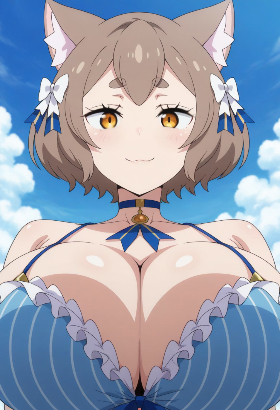 1female 1girls :3 ai_assisted ai_generated animal_ears anthro anthro_female anthro_focus anthro_only beach beach_background bikini bikini_top black_pupils blue_bikini blue_bikini_top blue_choker blush blush blush_lines blushing_at_viewer blushing_female brown_hair cat_ears cat_girl catgirl choker civitai cleavage cleavage_focus close-up close_up closeup clothed clothed_anthro clothed_female coloredbin.ai coloredbin_ai ear_tuft face_focus felix_argyle female female_anthro female_focus female_only frilly_bikini front_view front_view_focus fully_clothed fully_clothed_anthro fully_clothed_female genderswap_(mtf) hair_bows hair_ornament huge_boobs huge_breasts huge_breasts large_boobs large_breasts large_tits light-skin light-skinned_female light_blush light_skin light_skinned_female looking_at_viewer looking_back low_angle low_angle_view massive_boobs massive_breasts massive_tits outdoor_background outdoors outside plump_boobs plump_breasts plump_tits re:zero_kara_hajimeru_isekai_seikatsu rule_63 short_hair smiling smiling_at_viewer solo solo_anthro solo_female solo_focus thick_eyebrows upper_body upper_body_focus upper_body_only visible_boobs visible_breasts visible_tits white-skinned_female white_skin white_skin white_skinned_female yellow_eyes