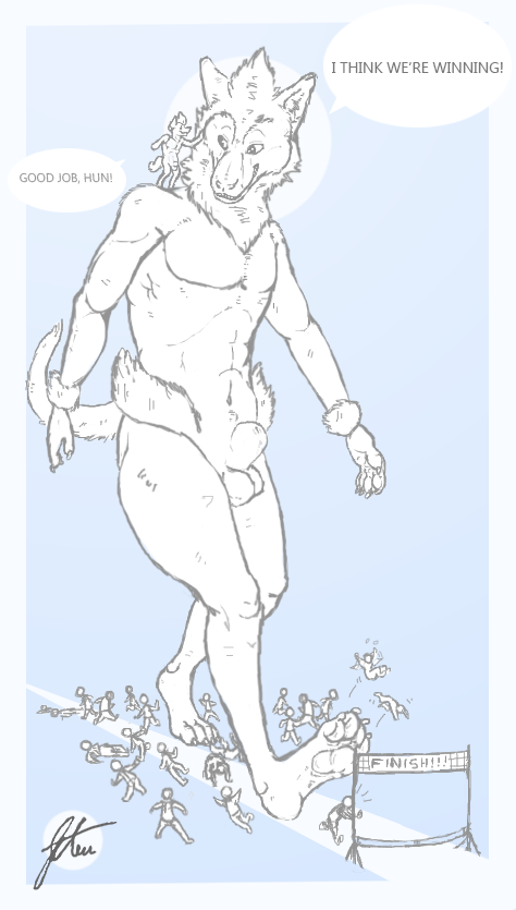anthro balls canine couple giant group macro male male_only mammal manectric micro nintendo paws pokémon_(species) pokemon pokemon_(species) race sheath sixsydes solo_focus text video_games