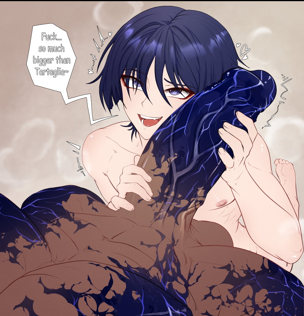 2boys, abs, big penis, blue hair, capitano (genshin impact), cheating, erection, femboy, flirting, gay, gay male, genshin impact, hard cock, hard on, huge cock, magayser, male only, male/male, muscular, muscular male, purple eyes, scaramouche (genshin impact), submissive, submissive male, teasing, teasing penis, transmasc, wanderer (genshin impact), yaoi