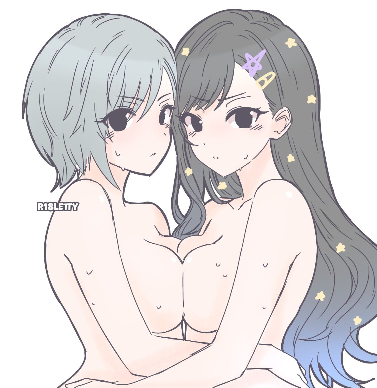2girls, breasts, hinomori shiho, looking at viewer, project sekai, shiraishi an, yuri