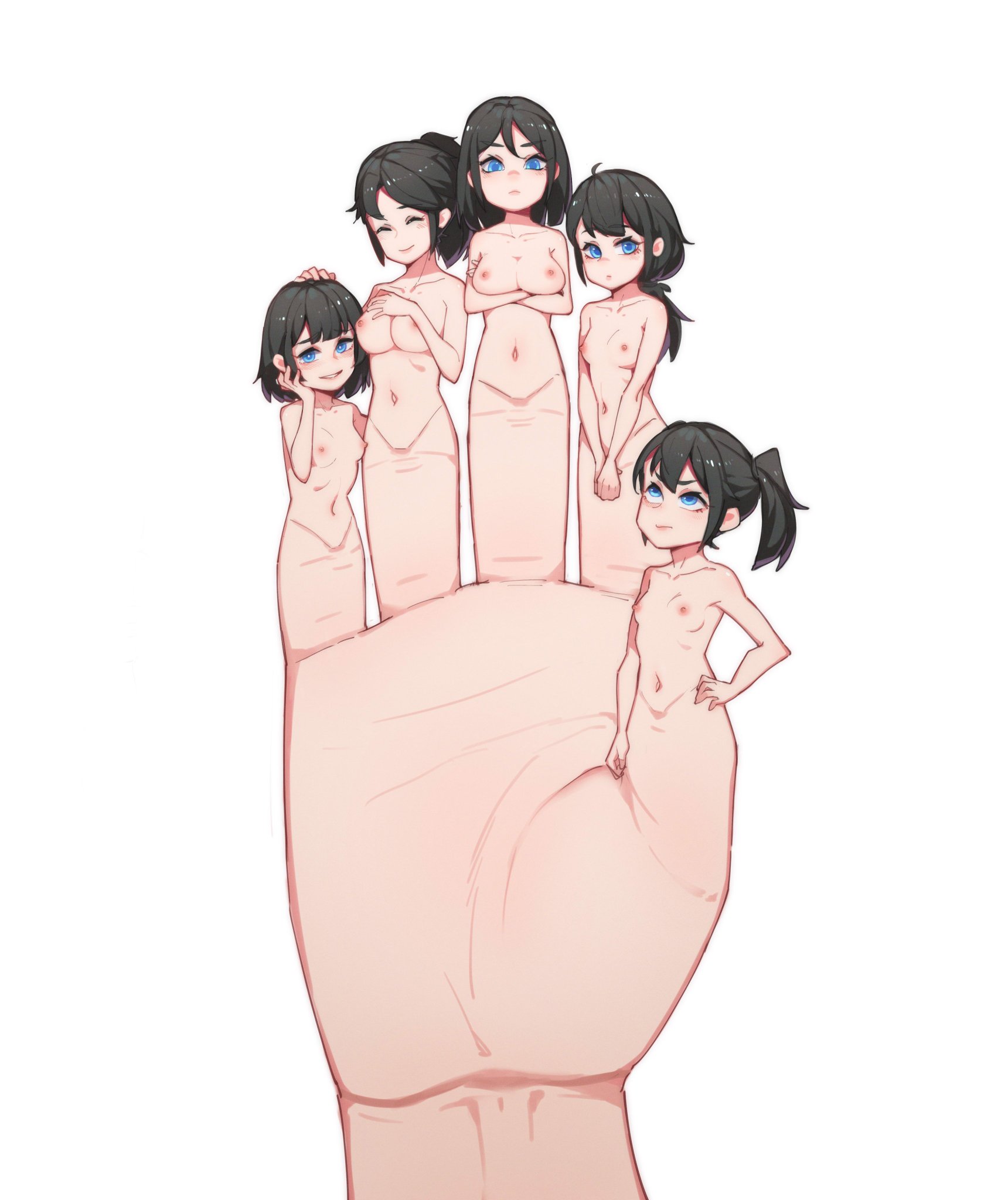 5girls, body horror, conjoined, female only, ksiaksi, lan mao akko, minigirl, more at source, no genitals, uncensored, unusual anatomy, what, wtf is this