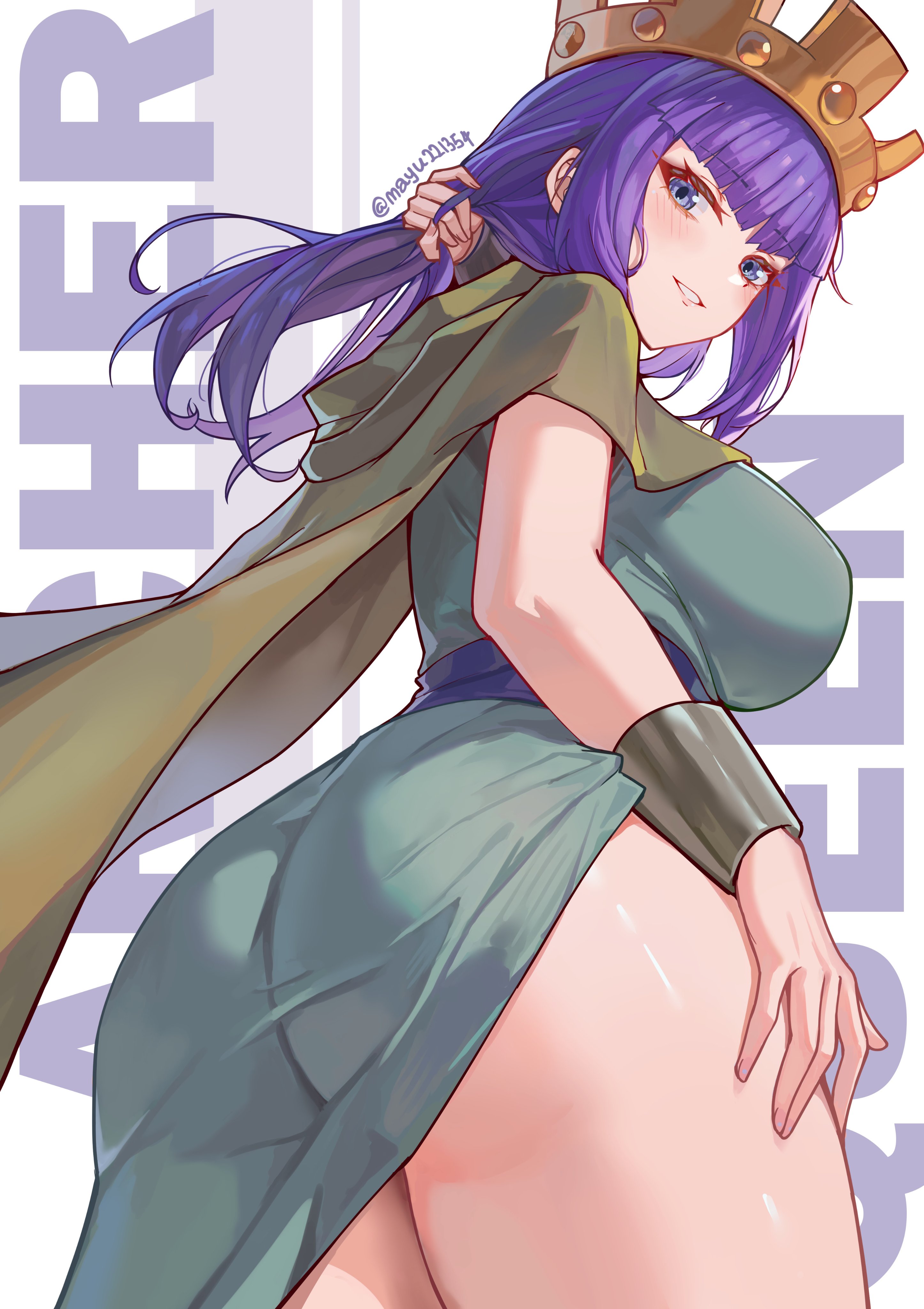 1girls, archer queen (clash of clans), artist request, ass, breasts, clash (series), clash of clans, clash royale, female, female focus, female only, large ass, large breasts, light skin, light-skinned female, looking at viewer, looking back, solo, thick thighs, thighs, wide hips