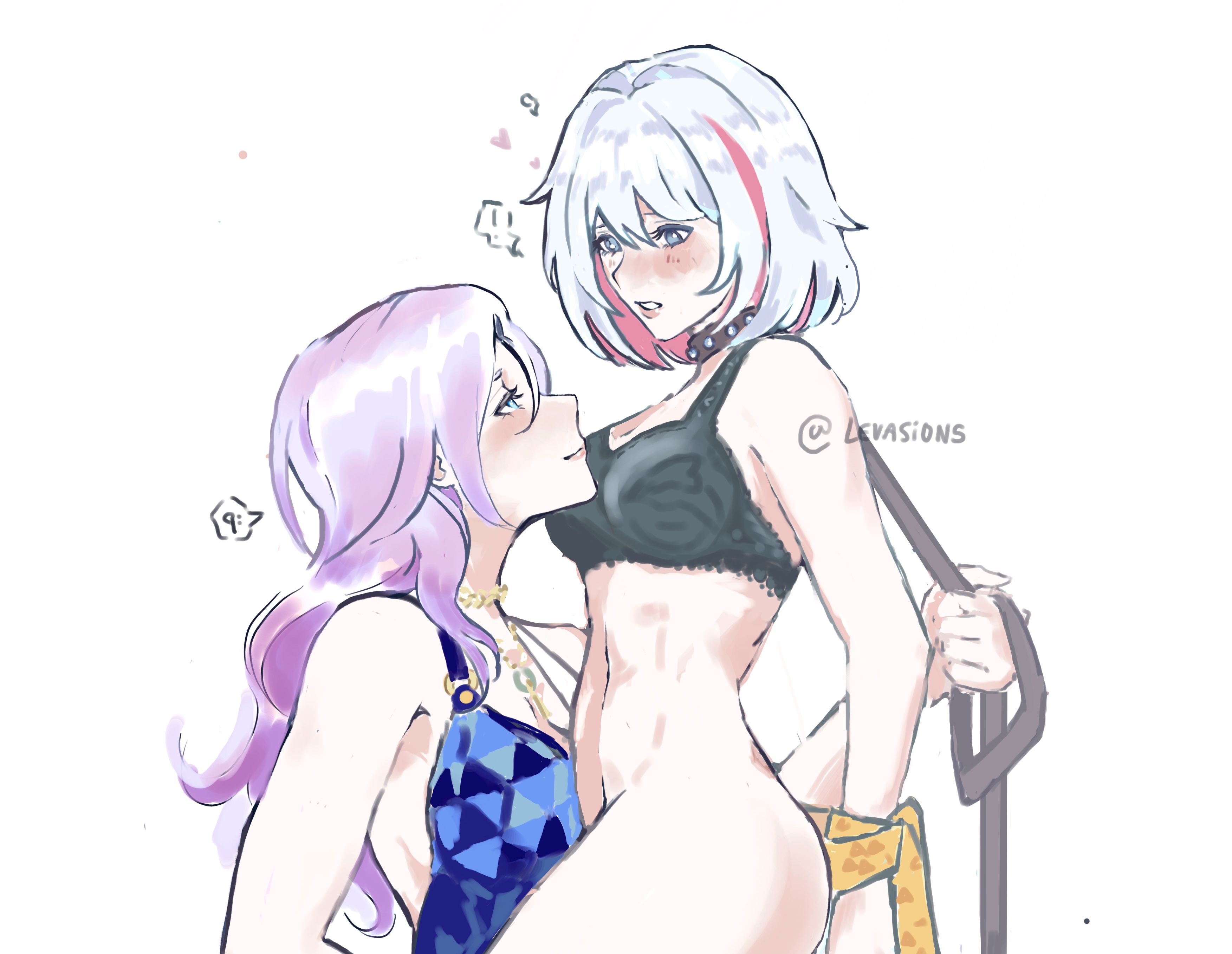 2girls, female, female only, female/female, jade (honkai: star rail), multiple females, multiple girls, topaz (honkai: star rail), white background, yuri