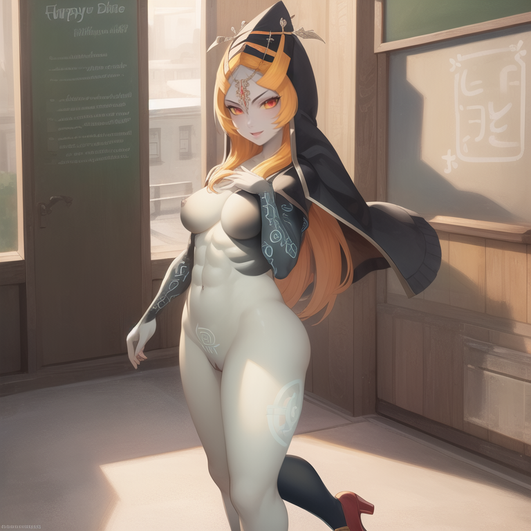 1girls ai_generated big_breasts black_bra breasts clothing female female_only happy long_hair midna nintendo public ruptuorie solo the_legend_of_zelda the_legend_of_zelda:_twilight_princess twili_midna twilight_princess