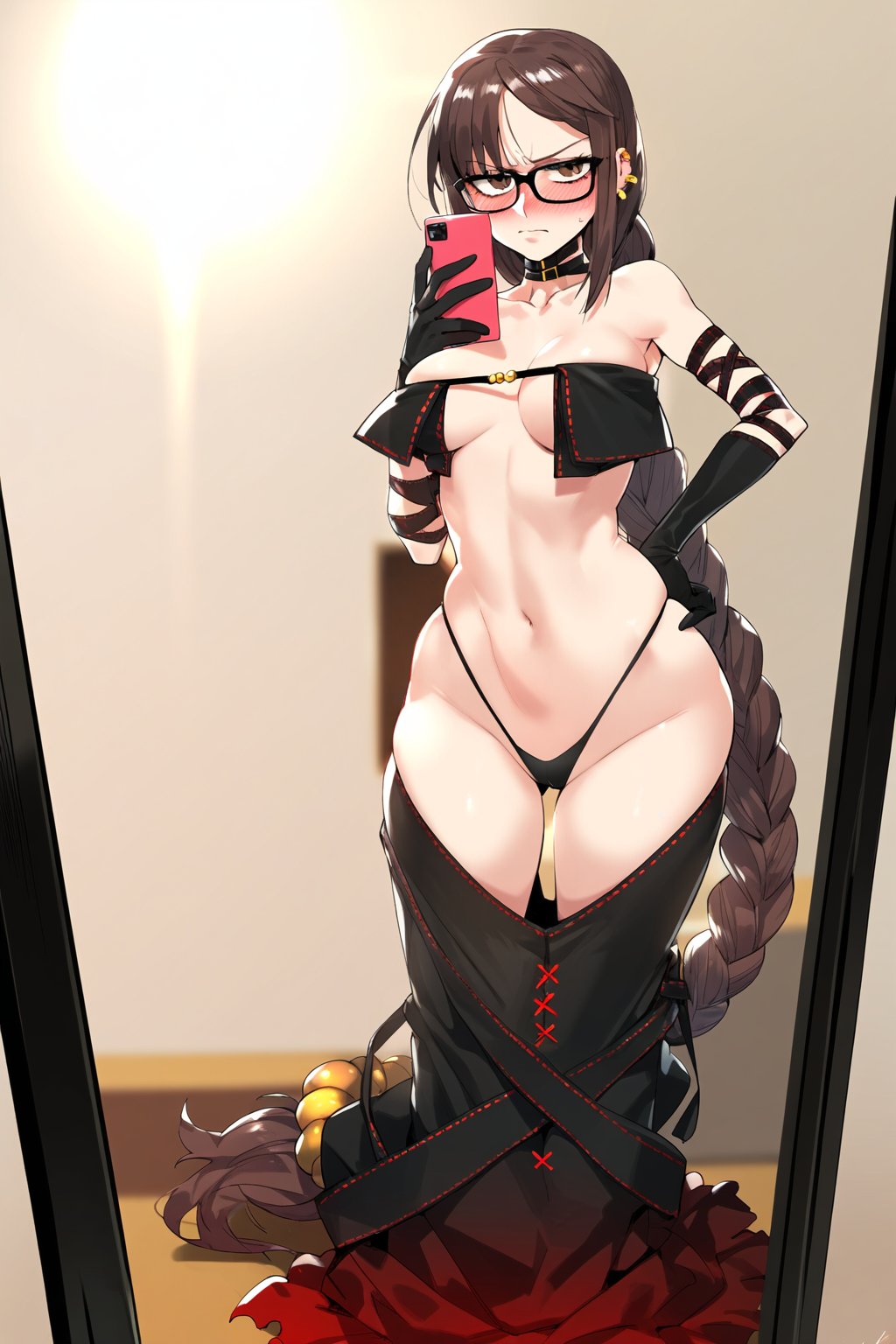 ai generated, bikini, fate (series), female, leo over heaven, mirror selfie, yu mei-ren (fate)