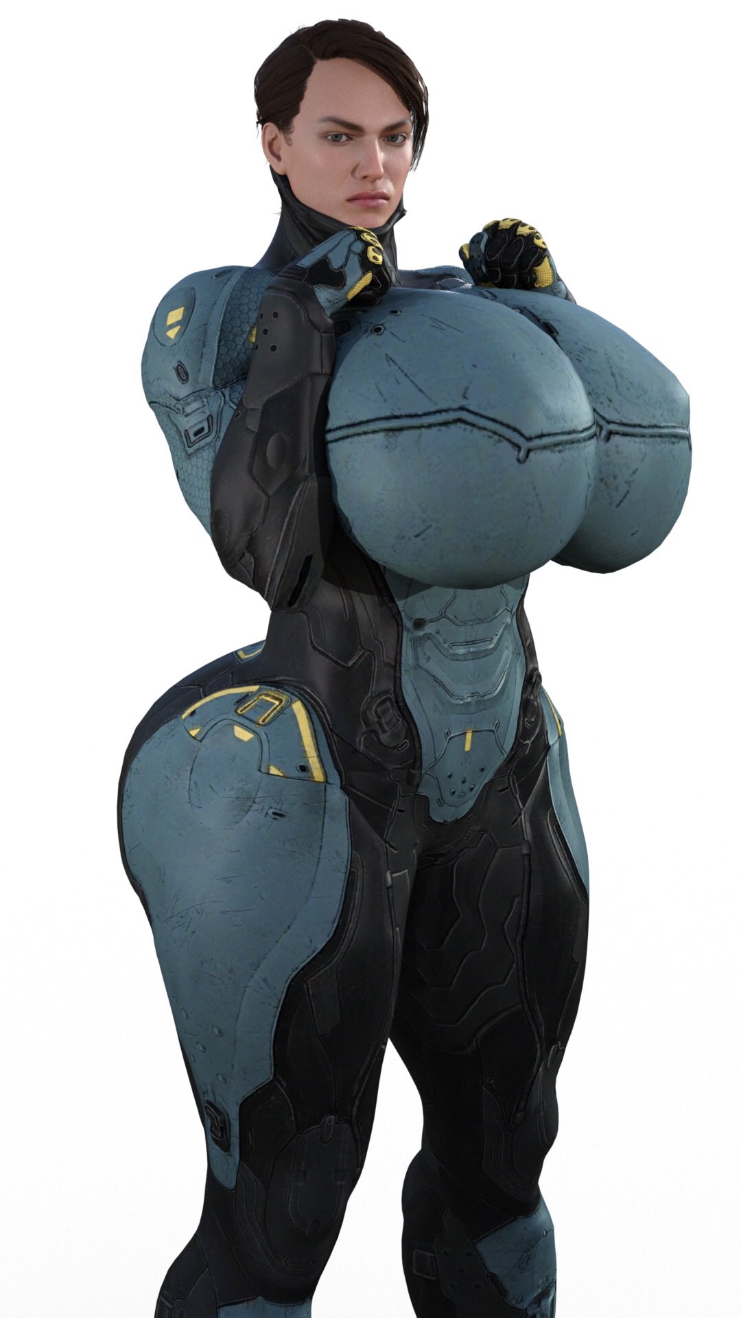 alphaprimaris bodysuit female female_only halo_(series) hyper_breasts hyper_butt spartan_(halo) techsuit