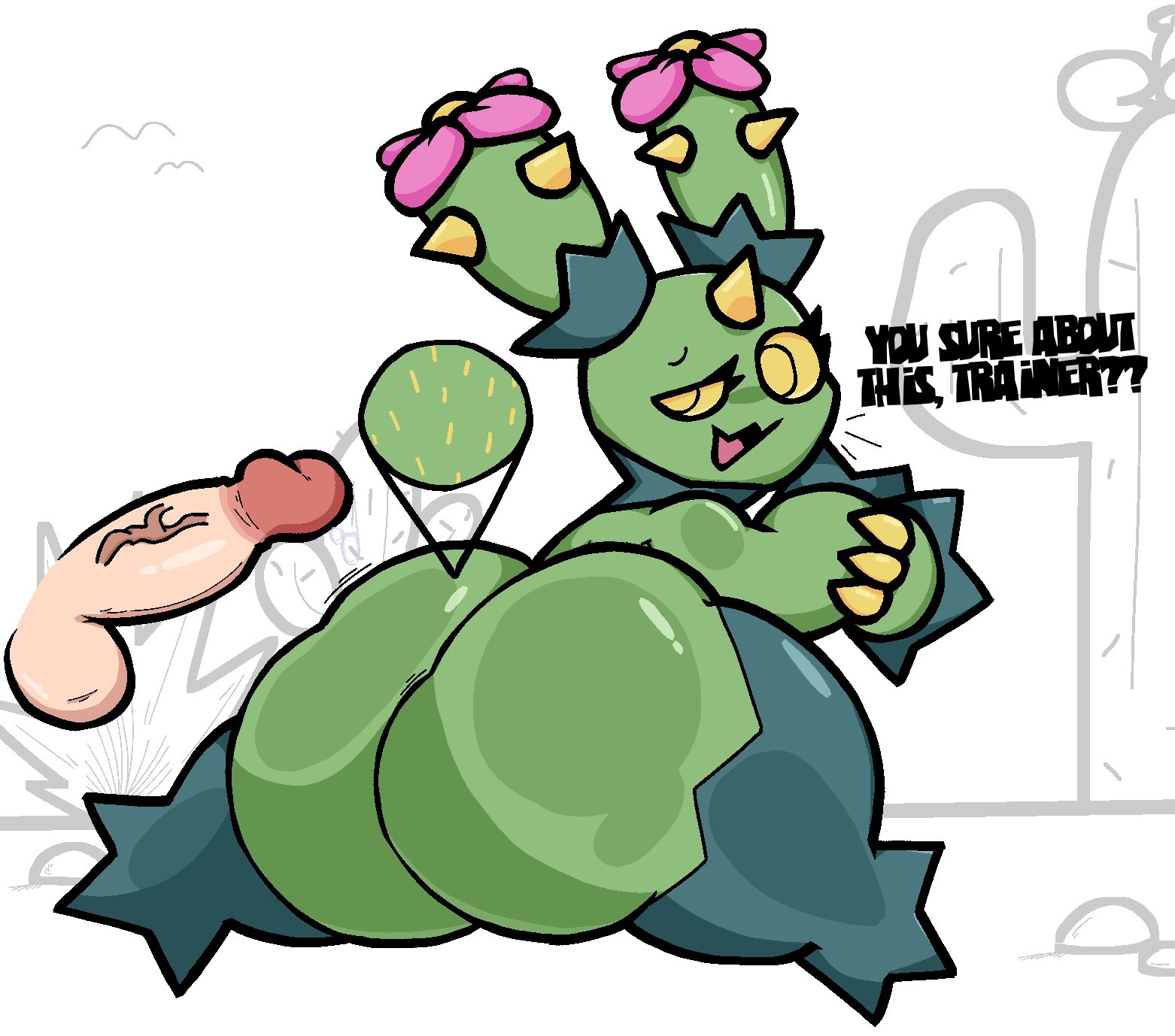 ass, big ass, big penis, bubble ass, bubble butt, female, huge ass, huge cock, lewdewott, male, maractus, no humans, penis, pokémon (species), pokemon, pokemon (species), thick thighs, wide hips