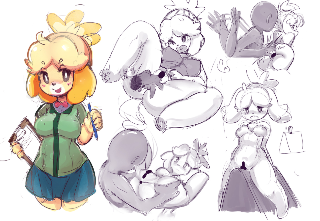 1boy, 1girls, animal crossing, anthro, anus, ass, blush, breasts, canine, censored, female, fingering, from behind, fur, furry, human, insertion, interspecies, isabelle (animal crossing), looking at viewer, male, mammal, monochrome, nintendo, open mouth, partially colored, penetration, pussy, sho-n-d, spanking, spread legs, straight, tears, vaginal insertion, vaginal penetration, video games