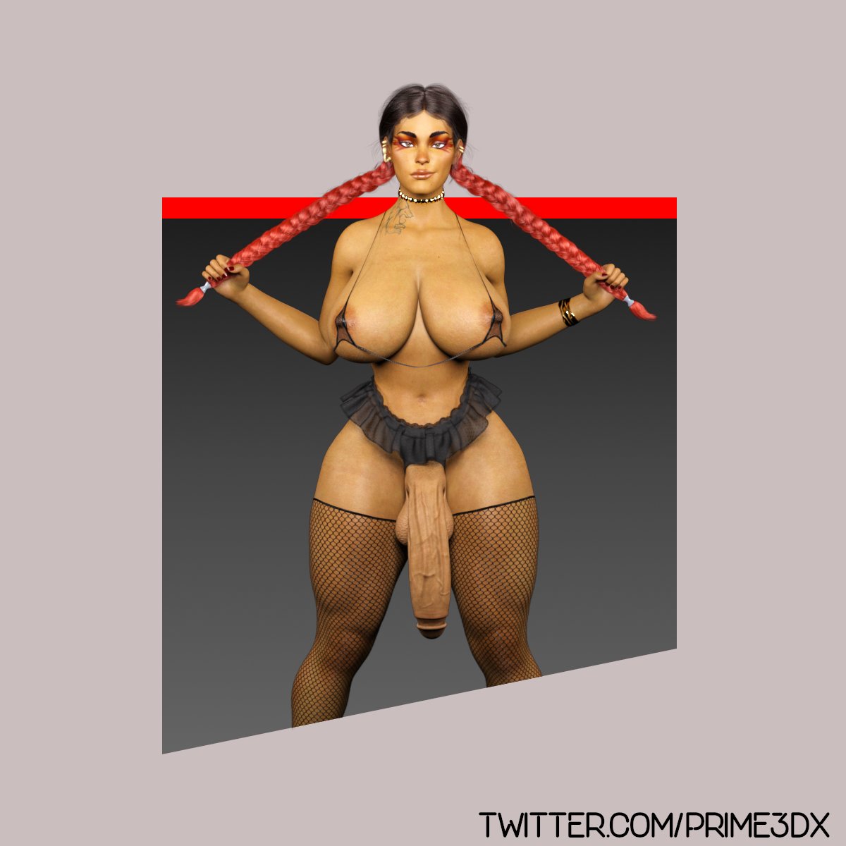 3d 3d_(artwork) apex_legends big_breasts big_penis breasts dark-skinned_futanari dark_skin dickgirl fishnets futa_only futanari huge_breasts loba_(apex_legends) nipples penis prime3dx skirt solo veiny_penis