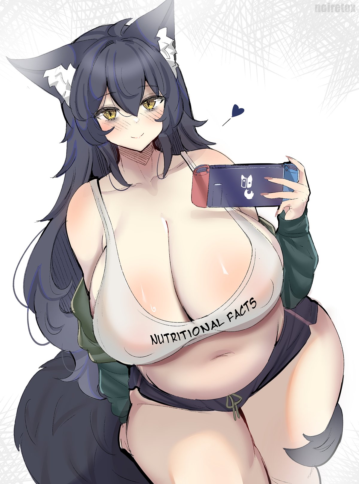 1girls animal_ears areola_slip chubby chubby_female female female_only gigantic_breasts huge_breasts kemonomimi noiretox revealing_clothes solo solo_female tight_clothing