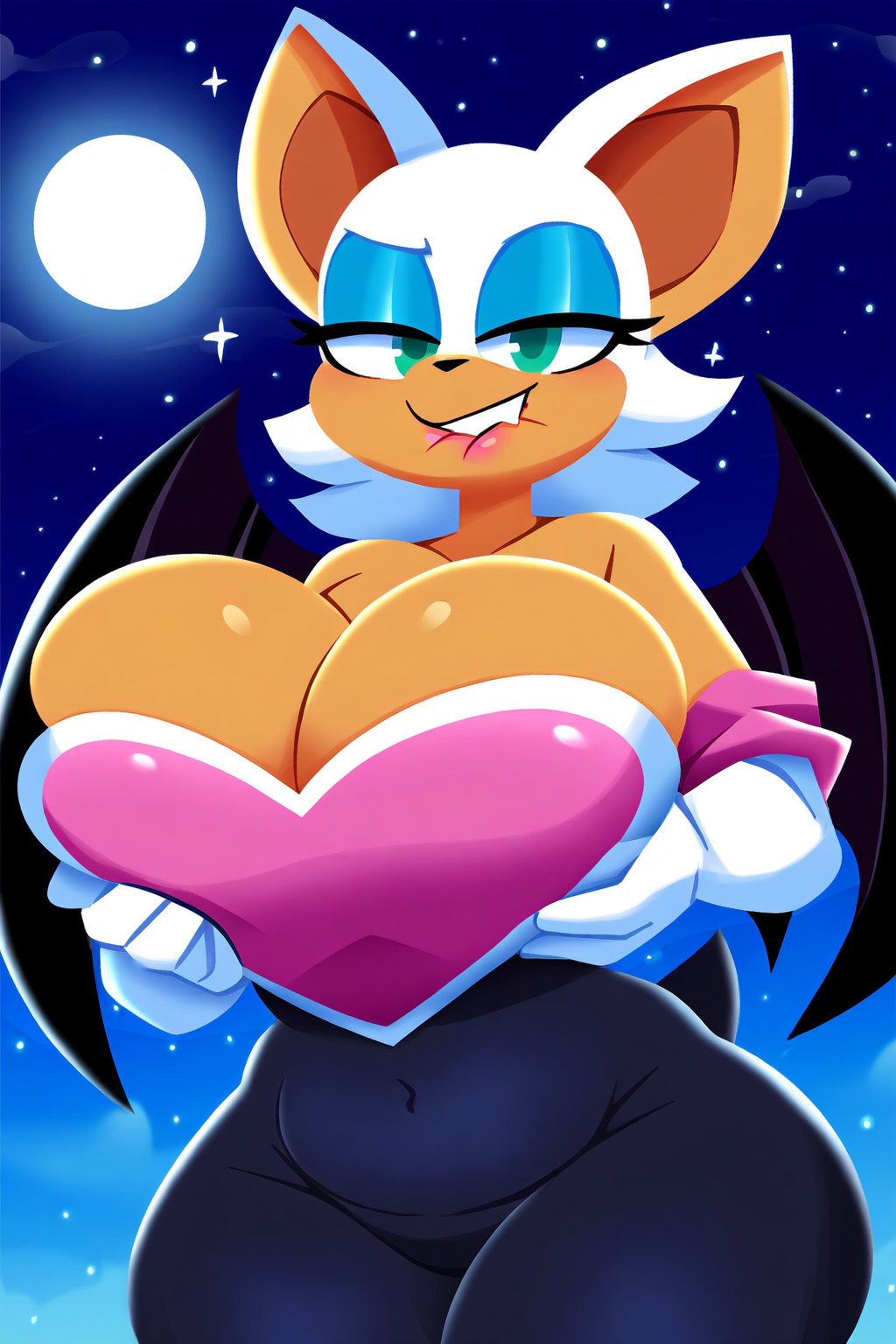 ai_generated alternate_breast_size bat bat_wings big_breasts cleavage grabbing_own_breast holding_breast huge_breasts large_breasts lips lipstick lubbasdump massive_hips rouge_the_bat sega wide_hips