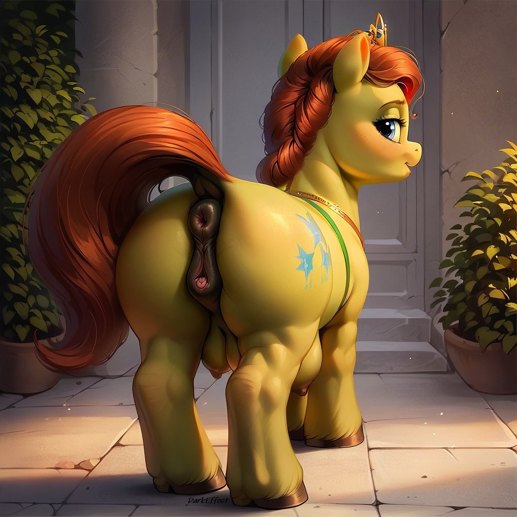 1girls ai_generated anatomically_correct animal_genitalia anus ass blush character_fusion crotchboobs crotchboobs_visible_through_thighs crown darkeffect equine equine_anus equine_genitalia equine_pussy female female_only feral feral_only furry fusion green_body green_skin hooves large_eyes looking_at_viewer looking_back my_little_pony nipples non-human_areolae ponut pony presenting_hindquarters princess princess_fiona princess_fiona_(ogre) pussy rear_view red_hair royalty shrek_(film) shrek_(series) smile solo solo_female solo_focus uncensored