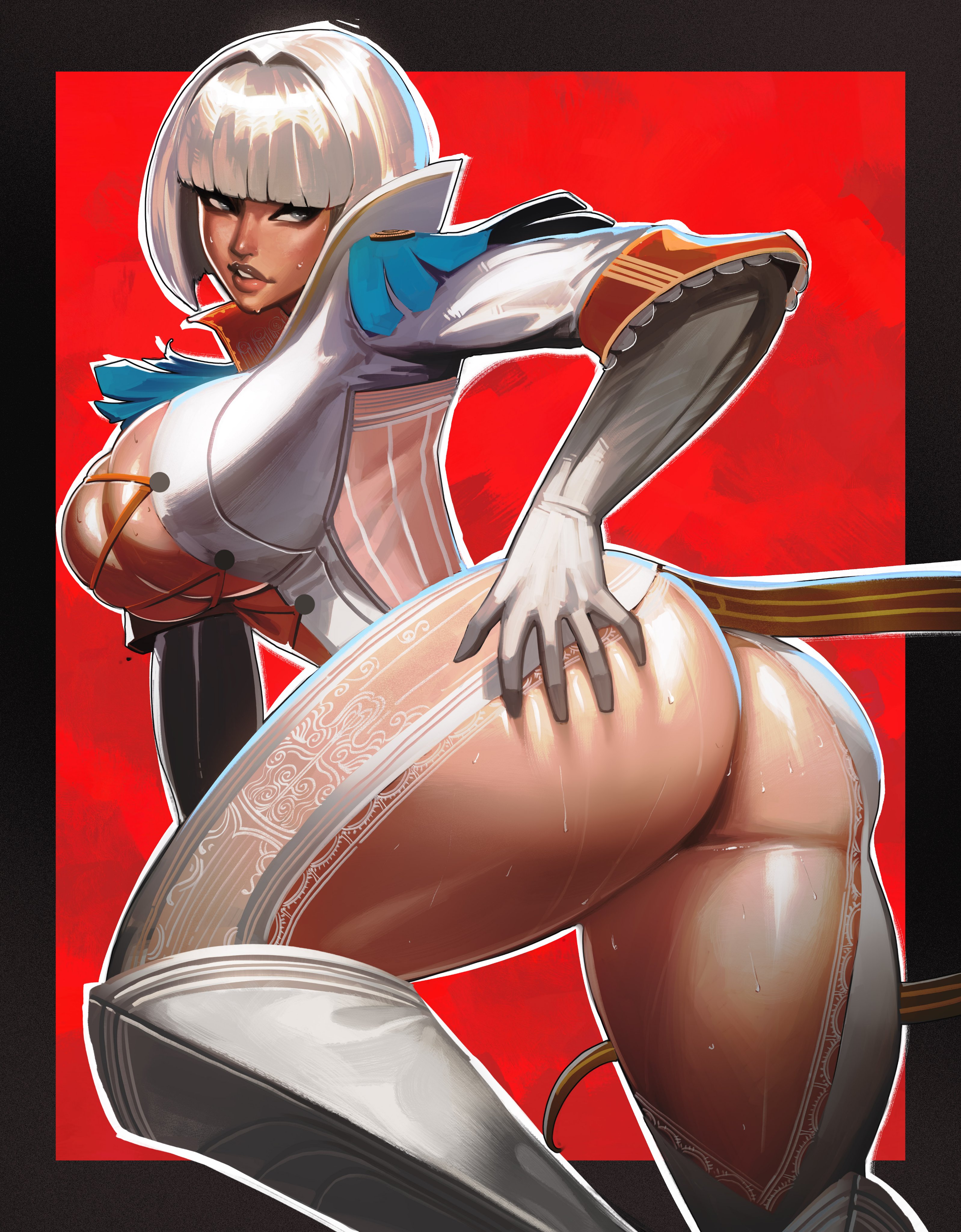 1girls, ass, big ass, big breasts, breasts, dark skin, dark-skinned female, devil may cry, devil may cry (series), devil may cry 4, female, female only, franzilla, gloria (devil may cry), huge ass, huge breasts, large ass, large breasts, short hair, white hair