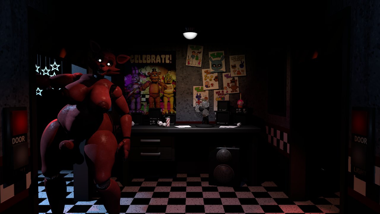 16:9 2020s 2024 3d animatronic anthro anus ass balls big_breasts big_butt breasts canid canine dancing digital_media_(artwork) fingers five_nights_at_freddy's fox foxy_(fnaf) foxy_(octal) futanari genitals gynomorph intersex machine mammal maxwell258 nipples penis pirate_cove pole red_body robot rule_63 scottgames solo widescreen yellow_eyes