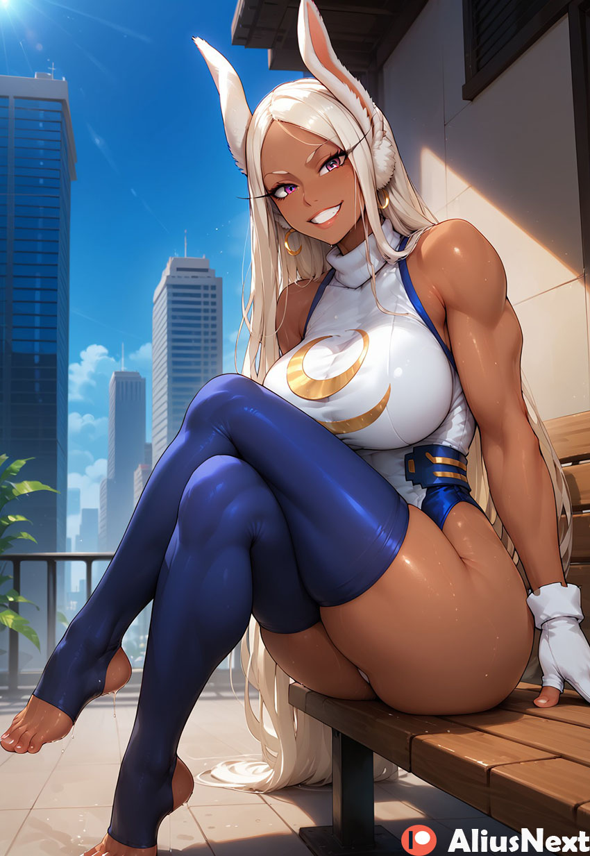 ai_generated aliusnext bunny_ears bunny_girl dark-skinned_female feet foot_fetish footwear high_resolution highres miruko muscular_female my_hero_academia my_hero_academia:_two_heroes patreon stirrup_legwear suit tagme tomboy