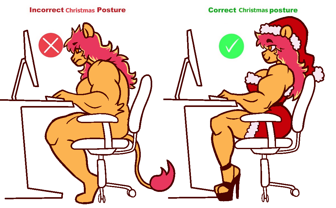 big_breasts breasts cleavage dapper_little_arts female furry high_heels huge_breasts muscular_anthro santa_costume tagme thick_thighs wide_hips