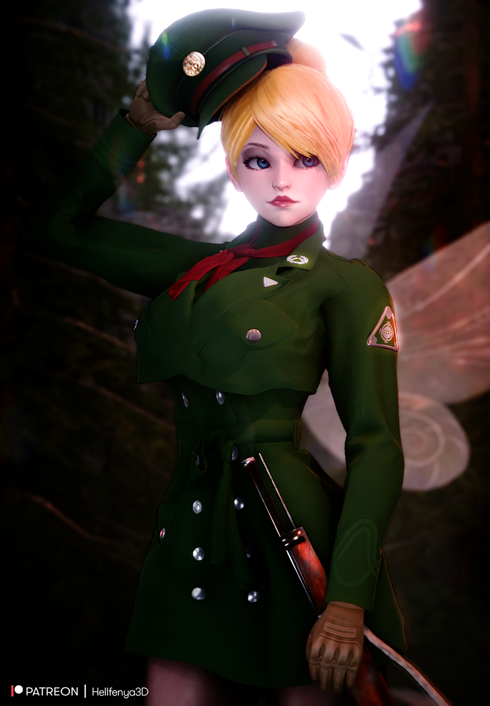 disney military military_cap military_clothing military_hat military_jacket military_uniform tinker_bell weapon