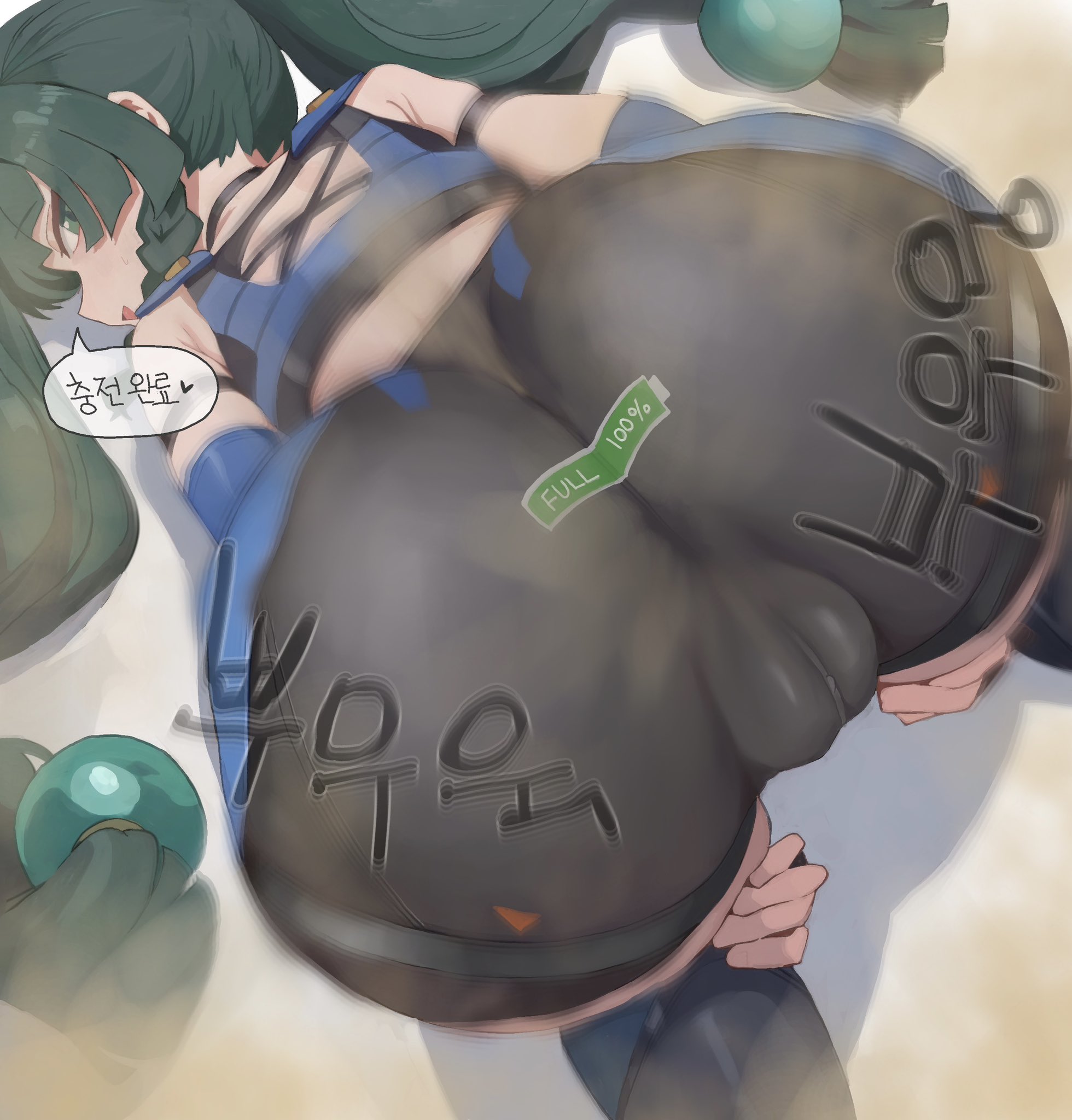 1girls, android, android girl, ass, ass focus, ass up, big ass, black shorts, breasts, bubble ass, bubble butt, clothing, fart, fart cloud, fart everywhere, fart fetish, farting, farts, female, female only, green hair, hair, hair ornament, hands on thighs, heart, huge ass, korean text, large ass, looking back, police, police uniform, policewoman, puffy pussy, pussy, qingyi (zenless zone zero), shorts, smile, solo, solo female, somang, speech bubble, spoken heart, steam, steamy breath, text, thighs, translation request, twintails, zenless zone zero
