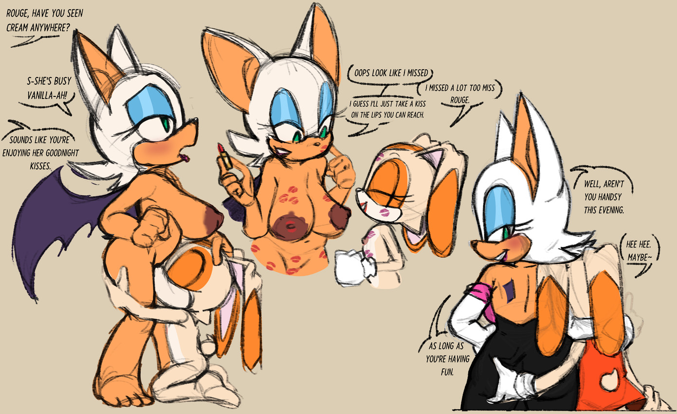 2025, 2girls, animal ears, anthro, anthro female, anthro on anthro, anthro only, ass, ass grab, bat, bat girl, bat wings, bathroom, big breasts, blush, blushing, breasts, bunny, bunny girl, completely naked, completely naked anthro, completely naked female, completely nude, completely nude anthro, completely nude female, cotton tail, cream the rabbit, cub, cunnilingus, dialogue, dirty talk, eating pussy, english, english text, eyelashes, eyeshadow, female, female cub, female only, female/female, fur, furry, furry female, furry only, genitals, grabbing, grabbing ass, green eyes, lagomorph, large breasts, leporid, lesbian, lesbian sex, licking pussy, lipstick, lipstick mark, lipstick marks, lipstick on breast, long ears, mammal, mobian (species), naked, naked anthro, naked female, nude, nude anthro, nude female, older female, older female and younger female, rabbit, rabbit girl, rabbit tail, rouge the bat, sega, sin-buttons (artist), small breasts, sonic (series), sonic team, sonic the hedgehog (series), tagme, tail, tan fur, text, thick, thick butt, thick thighs, url, video games, wide hips, young, young anthro, young female, younger female, yuri
