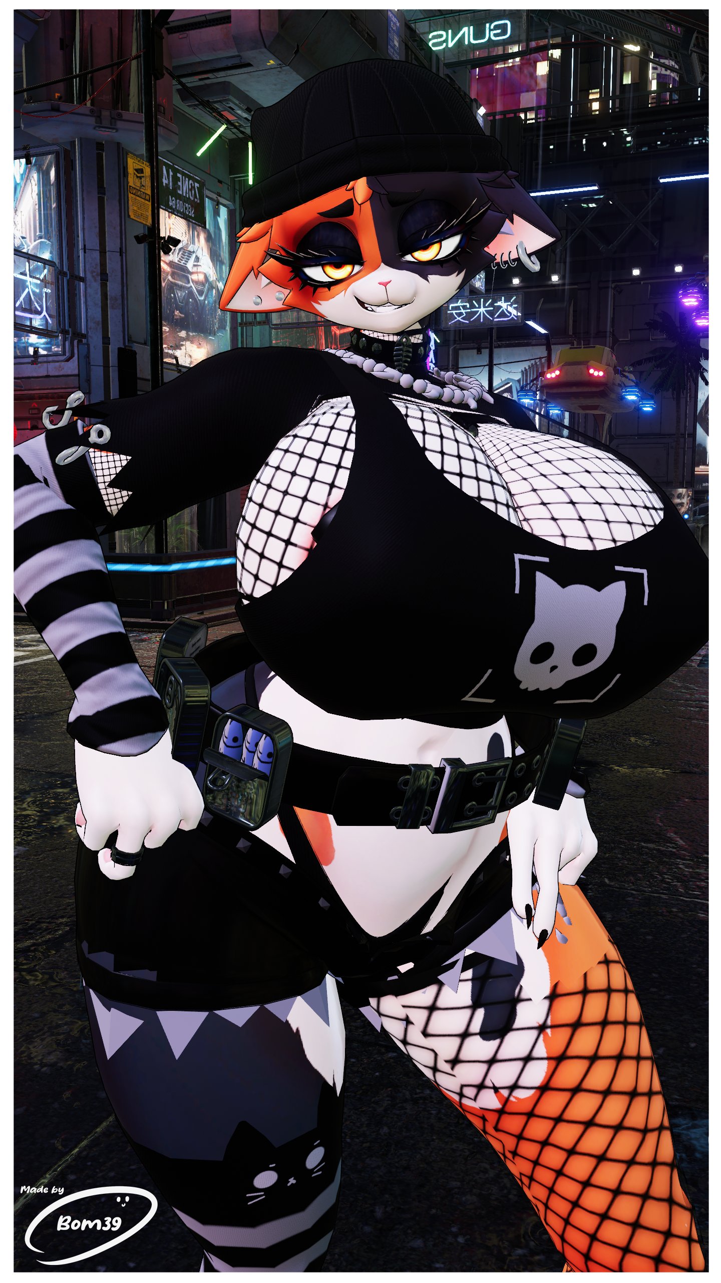 1girls, 3d, 3d (artwork), 3d model, 3d render, alternate breast size, anthro, anthro female, anthro only, big breasts, bom39, female, female focus, female only, fishnet legwear, fishnet stockings, fishnets, fortnite, huge breasts, large breasts, meow skulls (fortnite), model release, solo, solo female, solo focus
