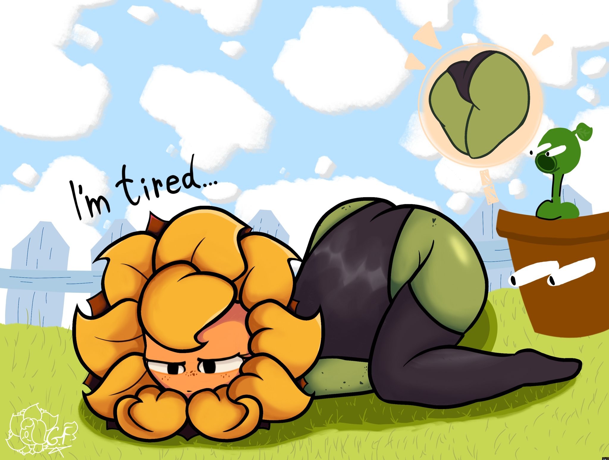 1girls, anthro, anthrofied, ass, ass focus, big breasts, breasts, electronic arts, female, flora fauna, flower-pot (pvz), gis flare, peashooter (pvz), plant, plant humanoid, plants vs zombies, plants vs. zombies, popcap games, solar flare (pvz), sunflower (pvz)