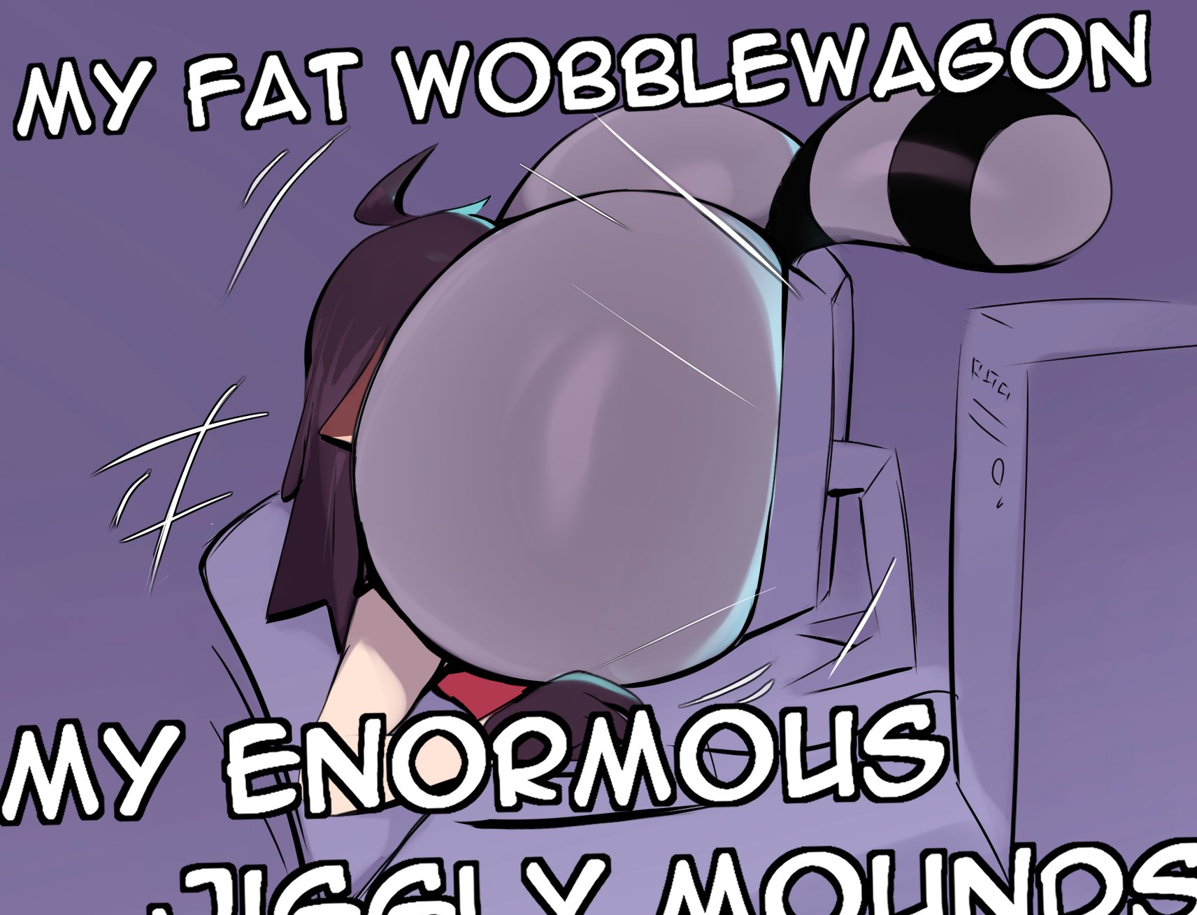 2boys, 2d, anthro, anthro on human, ass, big ass, big butt, caption, cartoon, cartoony, computer, computer monitor, english text, face between cheeks, face in ass, facesitting, femboy, furry, furry femboy, furry focus, furry male, huge ass, huge butt, human, indigo park, kkoart, male, male only, nonhuman, portal, purple body, raccoon, rambley raccoon, tagme, tail, text, thick ass, thick thighs, through screen