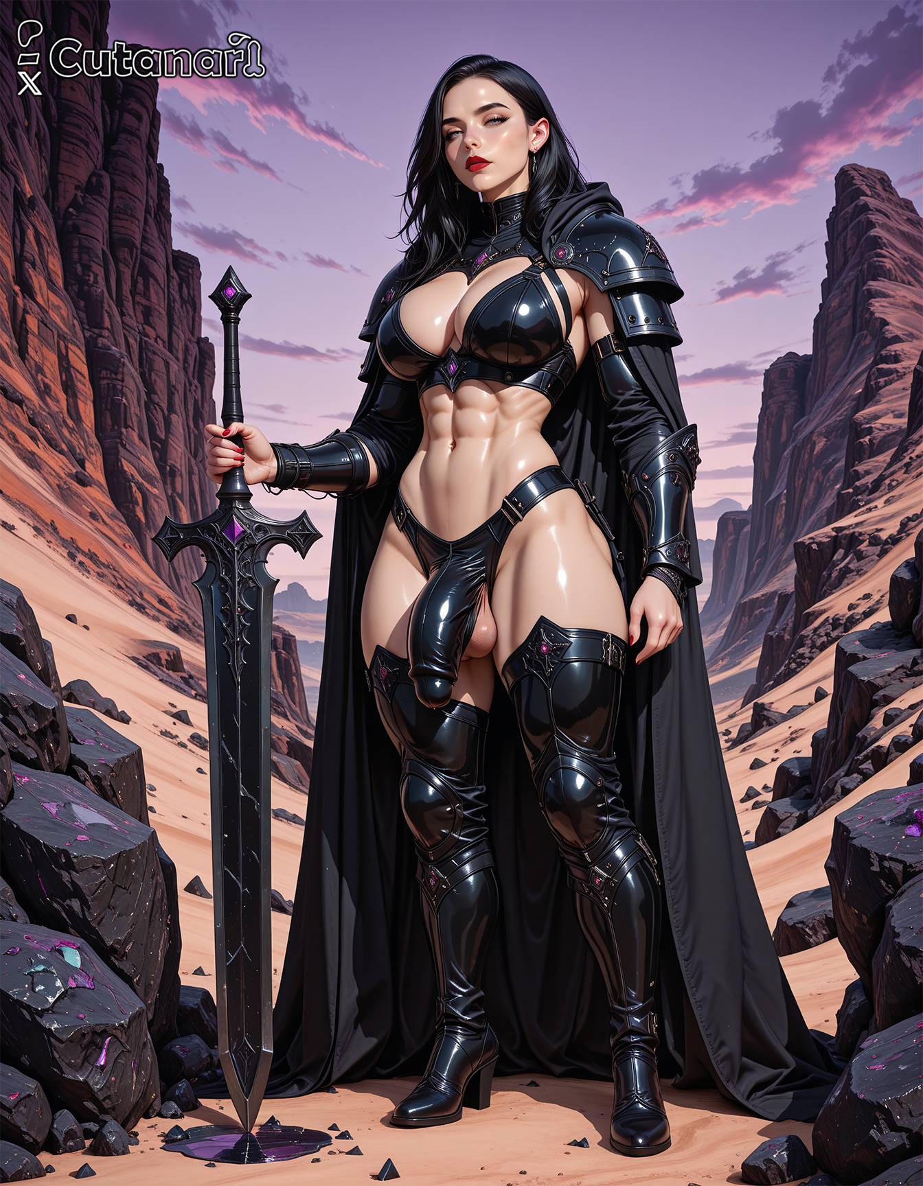 1futa, abs, ai generated, ass, balls, big balls, big breasts, big butt, big penis, big thighs, breasts, chest, cock, curvy, cutanari, dick, dickgirl, dickgirl only, futa only, futa sans pussy, futanari, intersex, looking at viewer, patreon logo, patreon username, penis, perfect body, perfect boobs, perfect legs, ready to fuck, sexy, sexy body, sexy pose, small waist, solo, stable diffusion, sword, testicles, uncensored