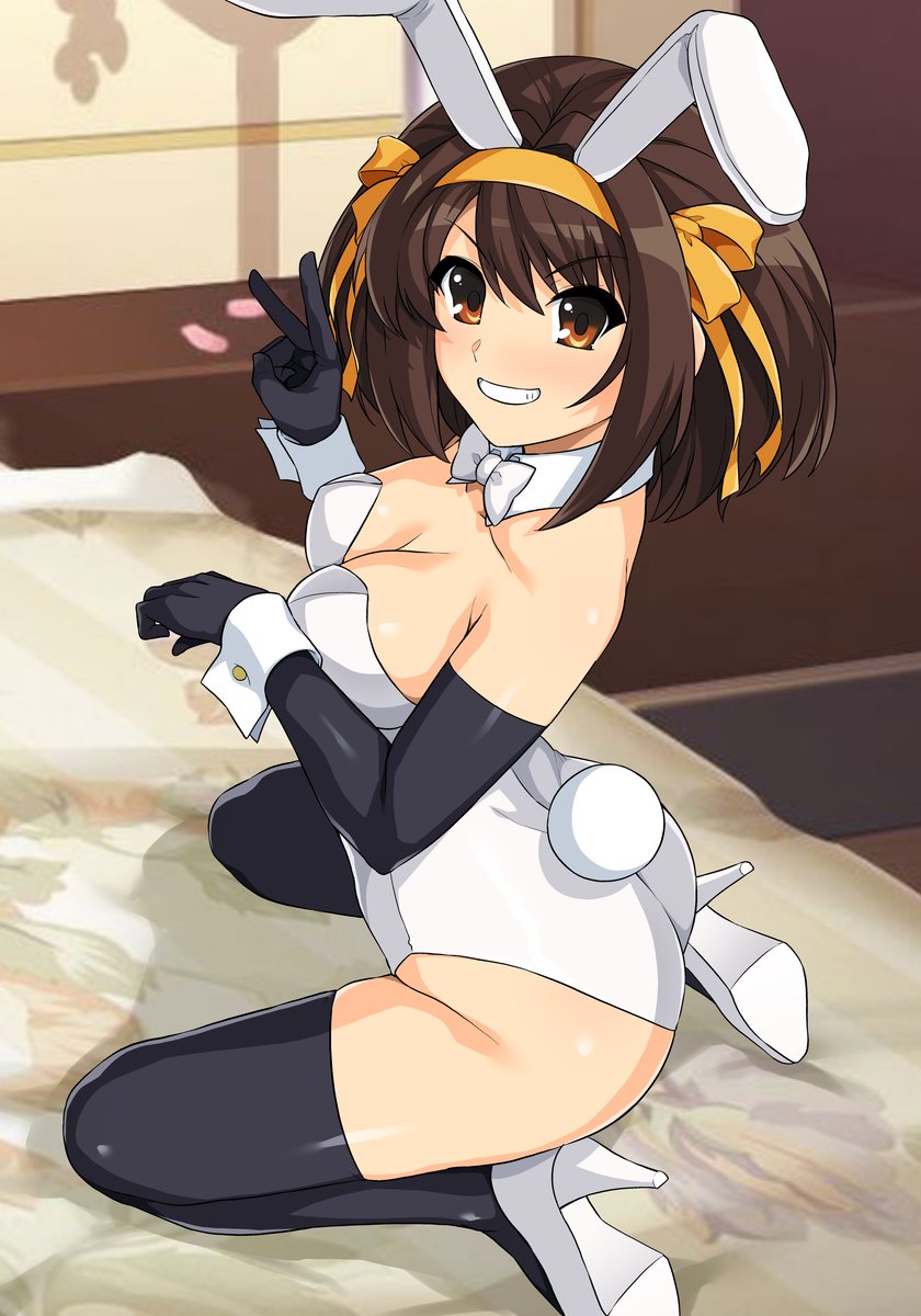 big_breasts breasts bunnysuit cleavage haruhisky suzumiya_haruhi suzumiya_haruhi_no_yuuutsu tagme