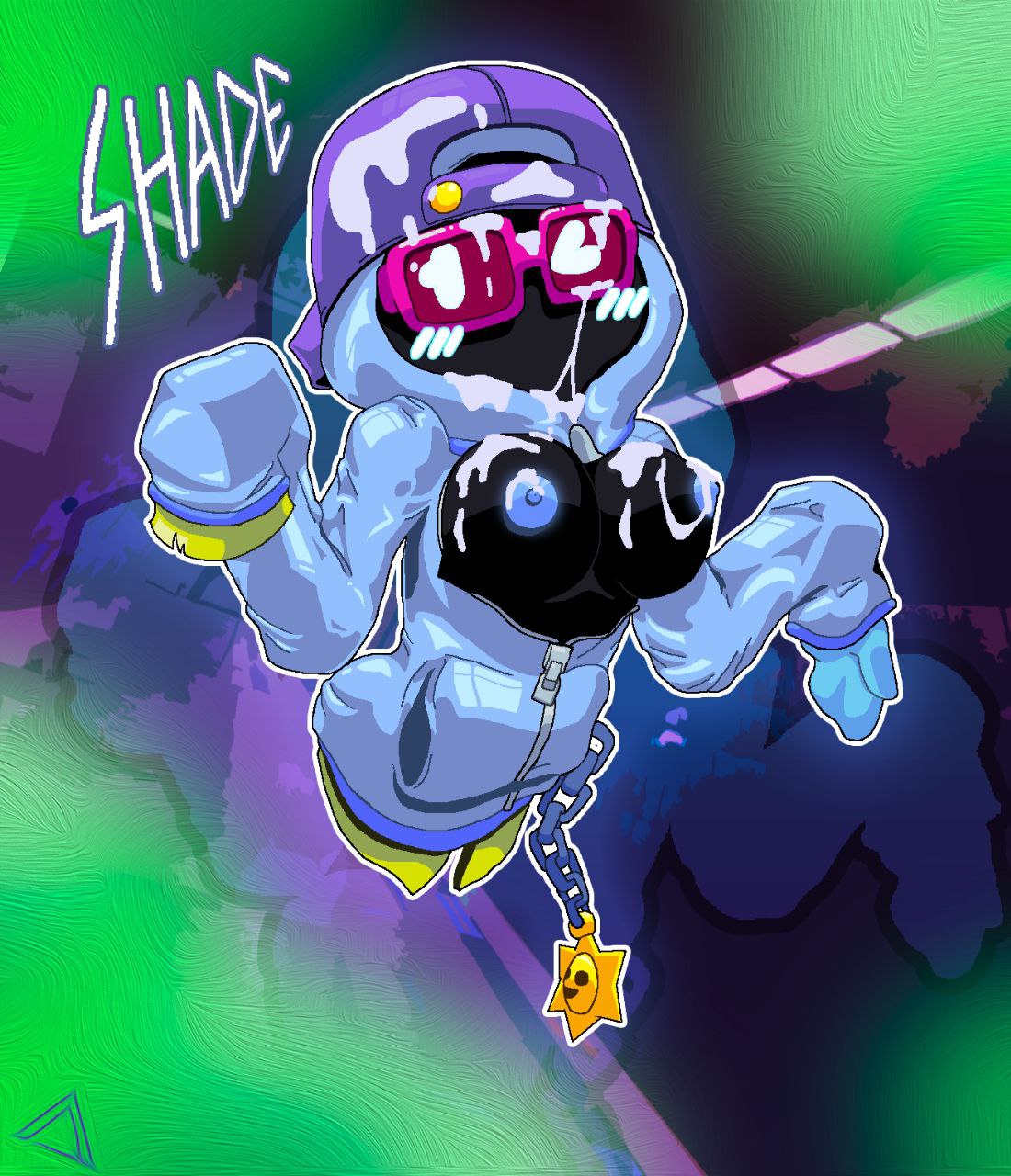 2d 2d_(artwork) 2d_artwork blue_nipples blush brawl_stars brawler breasts cum cum_in_mouth cum_on_breasts cum_on_face dark-skinned_female dark_skin deltarxt ghost ghost_girl huge_breasts huge_nipples living_clothes partially_clothed shade_(brawl_stars)