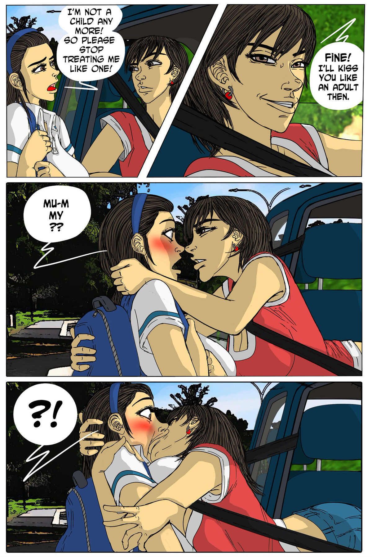 crisscrossstar, english, english text, female, hentaiartist2000, highschool, incest, kissing, manga, mother and daughter, school uniform, schoolgirl, student, yuri