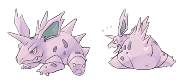 alasurth anus blush feral horn male male_only nidorino nintendo plain_background pokémon_(species) pokemon pokemon_(species) purple_eyes teeth video_games