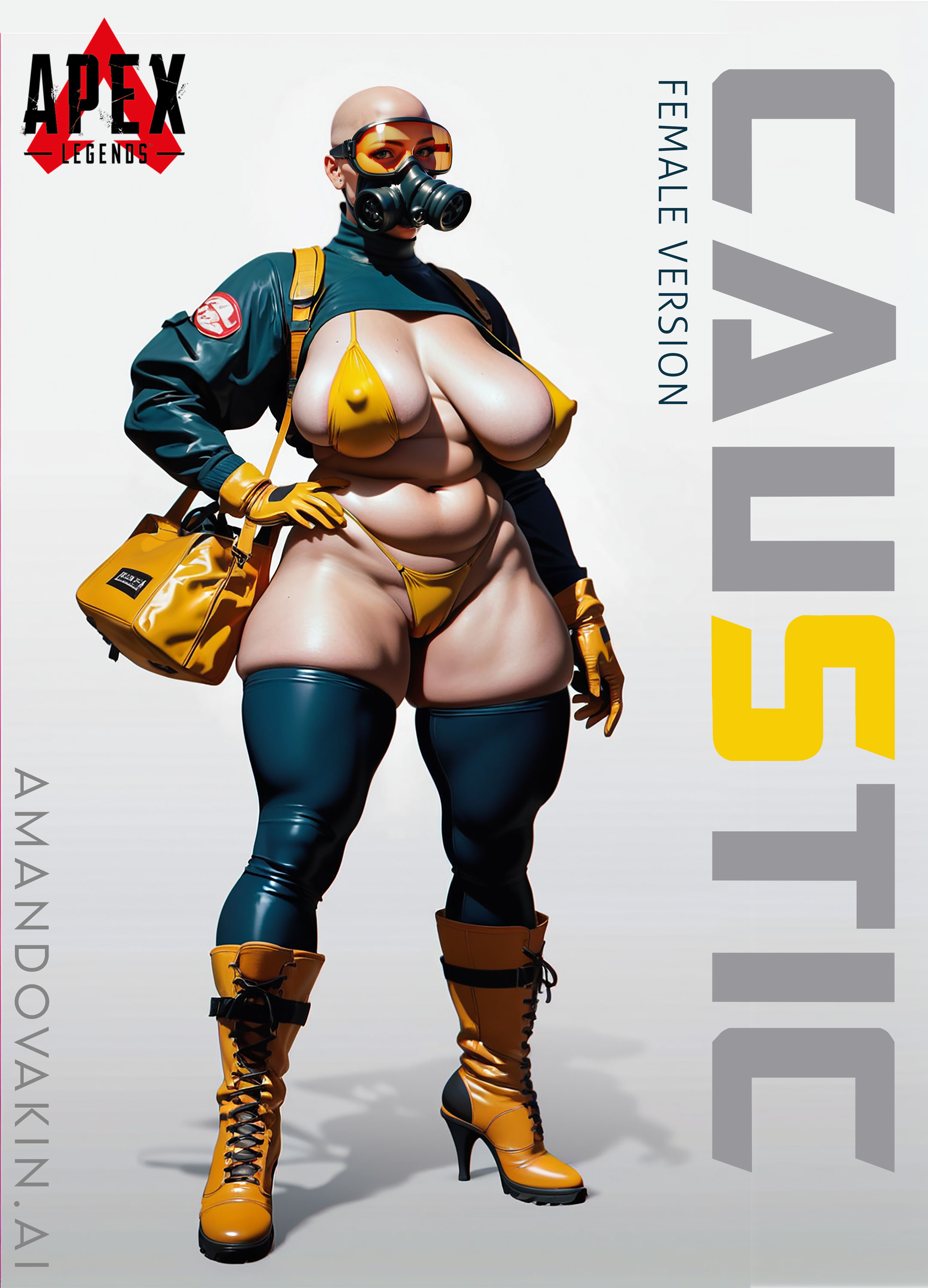 ai generated, amandovakinai, apex legends, caustic (apex legends), female, male, male to female, sci-fi, scientist, soldier