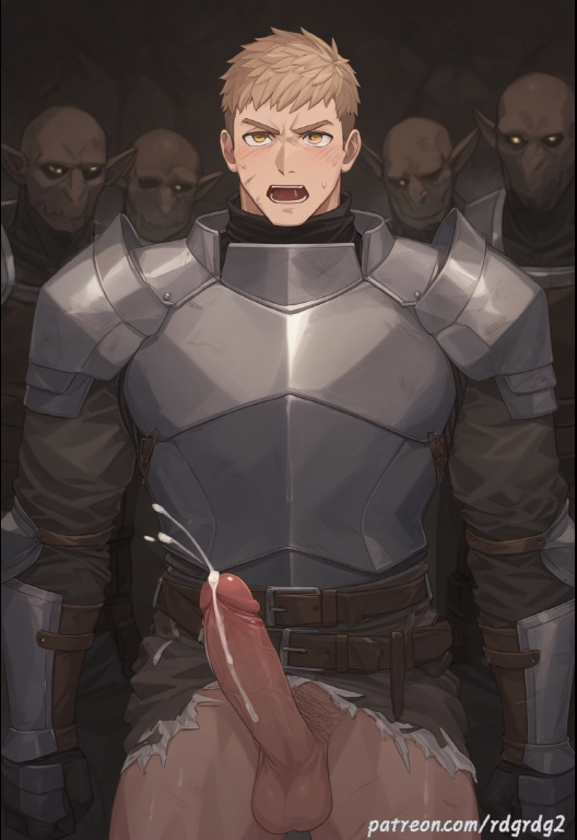 ai_generated armor balls bara big_balls big_penis cum delicious_in_dungeon dungeon_meshi erection laios_touden male male_only muscular_male penis rdgrdg