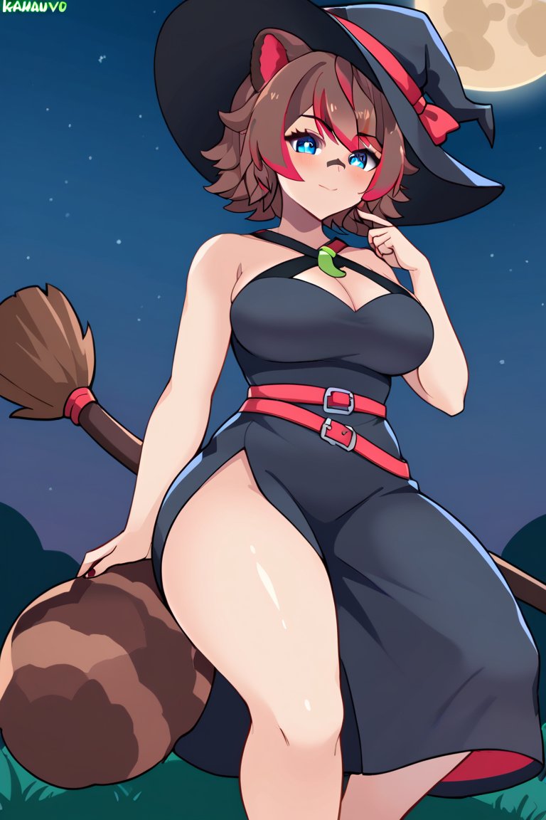 1girls ai_generated animal_ears animal_tail big_breasts blue_eyes breasts brown_hair halloween halloween_costume kemonomimi latam_virtual_youtuber looking_at_viewer multicolored_hair night outdoors panties raccoon_ears raccoon_girl raccoon_tail rakkun red_hair short_hair solo_female tagme thighs tupadrev4 upskirt virtual_youtuber vtuber witch witch_costume