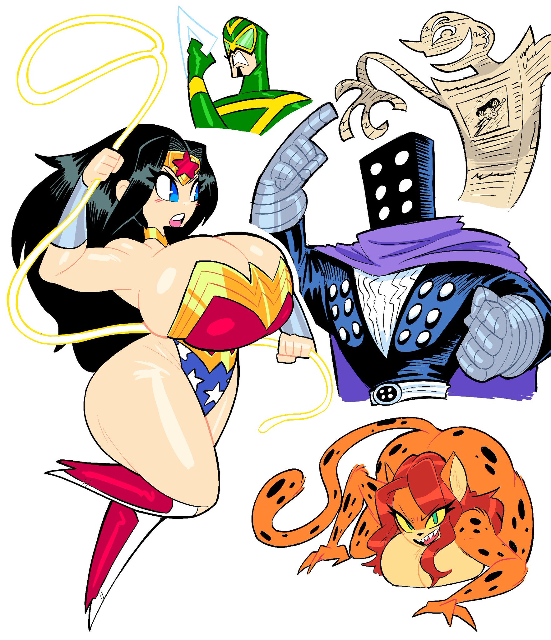 back hair, big breasts, breasts, cheetah (dc), dc, dc comics, female, huge breasts, hyper breasts, ilikestuffdoyou, lasso of truth, tagme, theguywhodrawsalot, wonder woman, wonder woman (series)