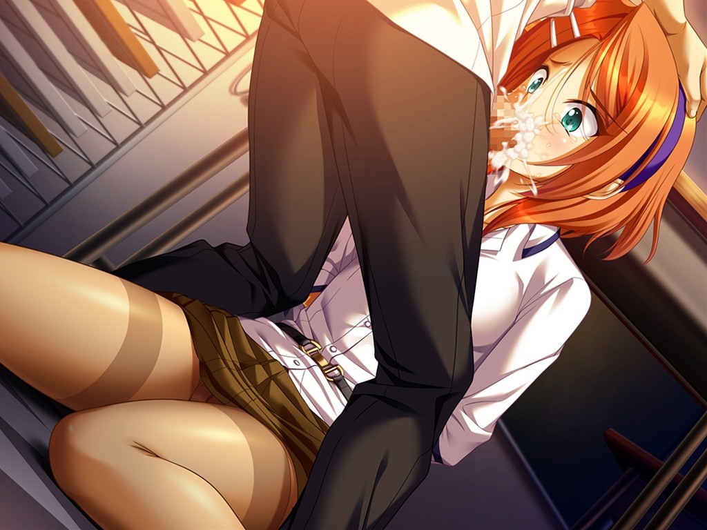 1boy arms_behind_back bishop_(company) censored clothing cum cum_in_mouth cum_inside fellatio female game_cg green_eyes mesu_kyoushi_4 mizushima_oonari mosaic_censoring nishizaki_asahi oral panties panties_under_pantyhose pantyhose short_hair skirt solo_focus