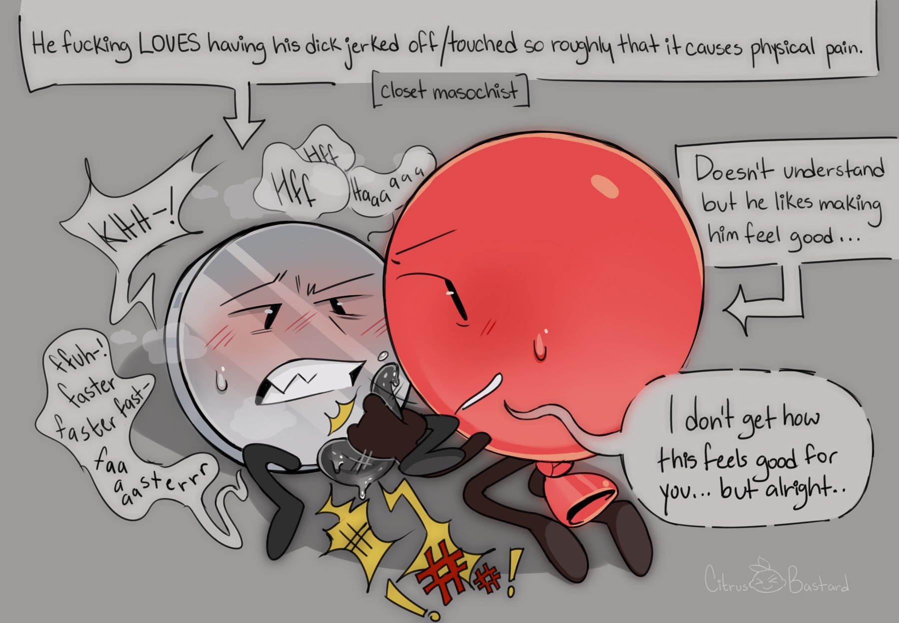 2boys, adamation inc., adamationz, animationepic, balloon (ii), blush, blush lines, blushing, duo, gay, handjob, ii, inanimate insanity, inanimate object, lemonbastards, male, male only, masochism, masochist, masochistic male, nickel (ii), no balls, object show, object show community, object shows, osc, penis, speech bubble, sweat, tentacle, tentacle dick, tentacle penis, text, yaoi
