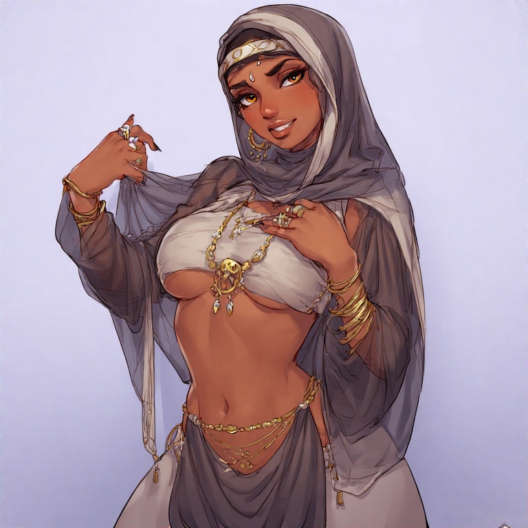 ai generated, blush, dark skin, dark-skinned female, female, hijab, hijabi, jewelry, middle eastern