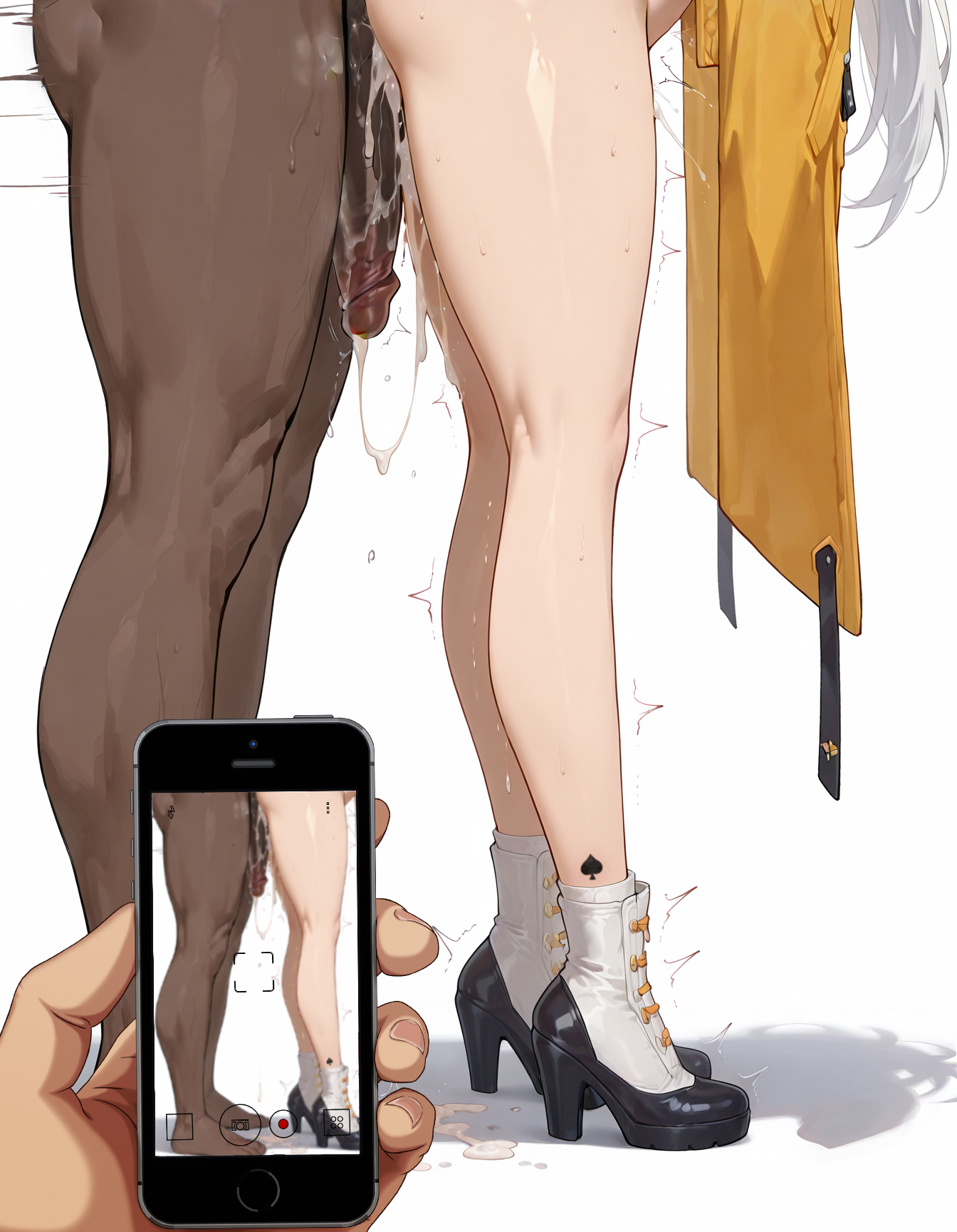 ai generated, allenby, cuckold, cum, cum inside, dark skin, dark-skinned male, male, photo, yixuan (zenless zone zero), zenless zone zero