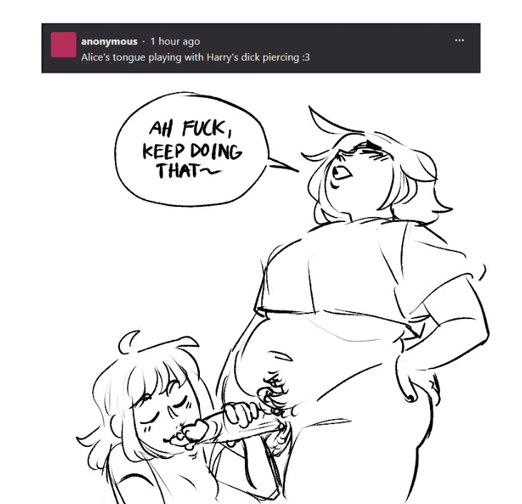 2d, 2futas, alice gunner (catgrrrlriot), ask blog, big penis, body hair, catgrrrlriot, chubby, chubby futa, clenched teeth, closed eyes, colored nails, dickgirl, dickgirl/dickgirl, fellatio, futa focus, futa on futa, futa only, futa/futa, futanari, genital piercing, half-dressed, hand on hip, hand on own hip, harry gunner (catgrrrlriot), incest, intersex, intersex/intersex, just the tip, kneeling, kneeling oral position, large penis, licking, licking penis, licking penis tip, licking tip, looking pleasured, oral, oral sex, original, original character, pants down, penis, penis piercing, piercing, pubic hair, sex, shirt only, shoulder length hair, siblings, sisters, sketch, text, trans woman, transfem, uncensored