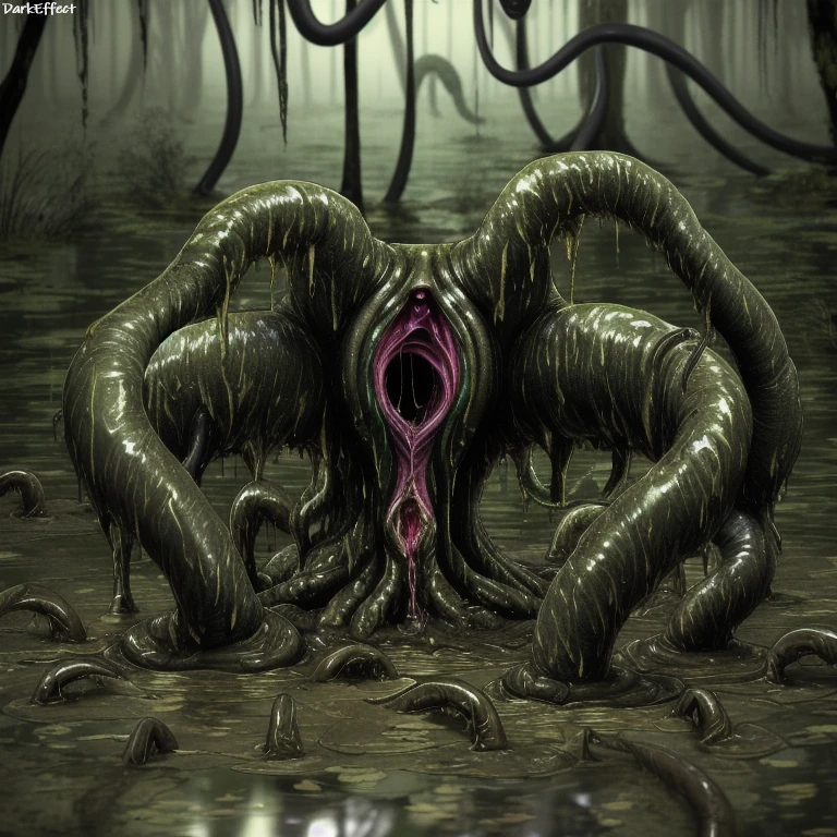 1girls ai_generated ambiguous_gender creature darkeffect gape gaping monster mud nightmare_fuel pond swamp tentacle tentacle_monster tentacles teratophilia unknown_species vines wet