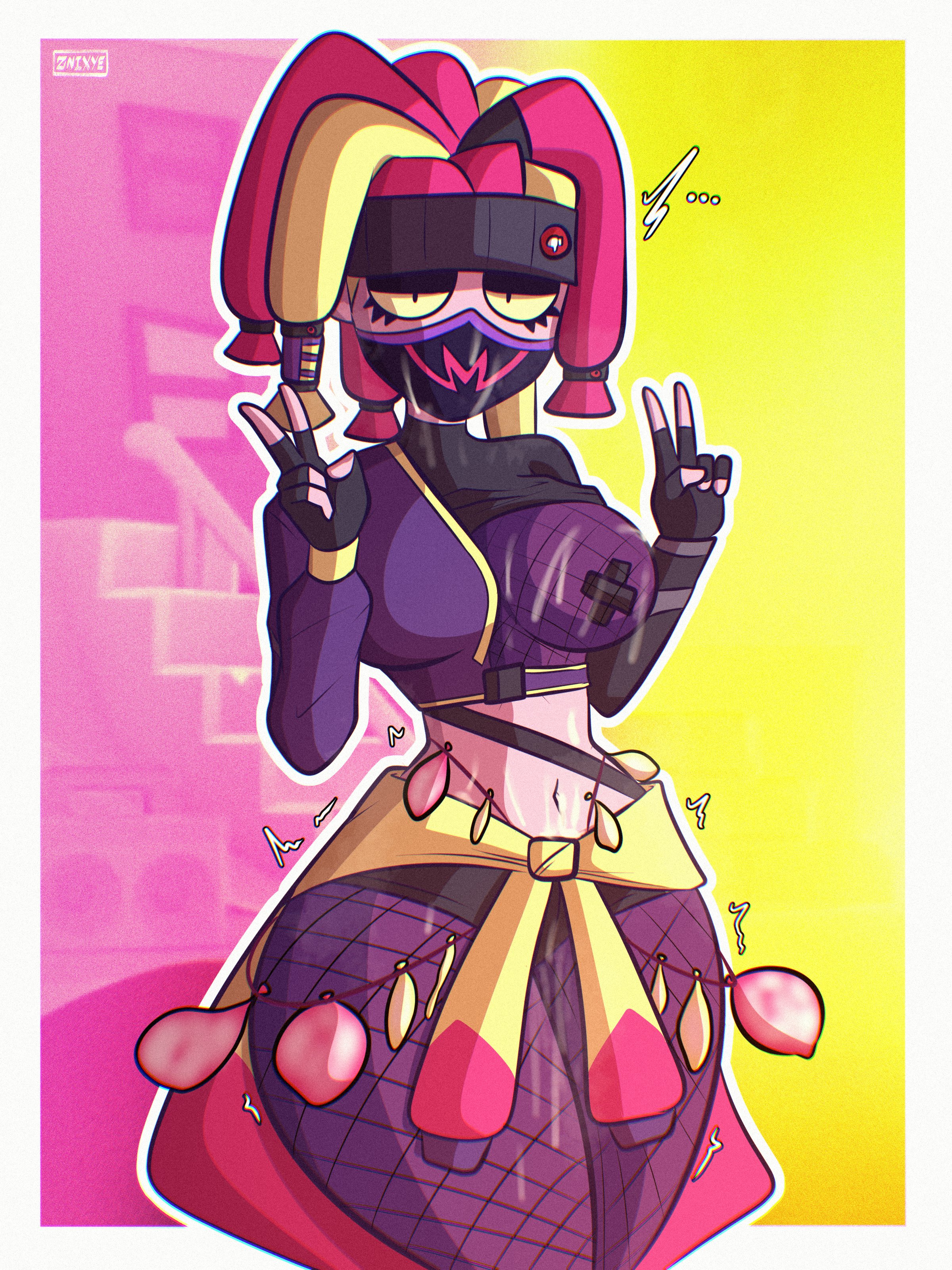 brawl stars, emz (brawl stars), female, peace sign, streetwear, streetwear emz (brawl stars), tagme, znixye