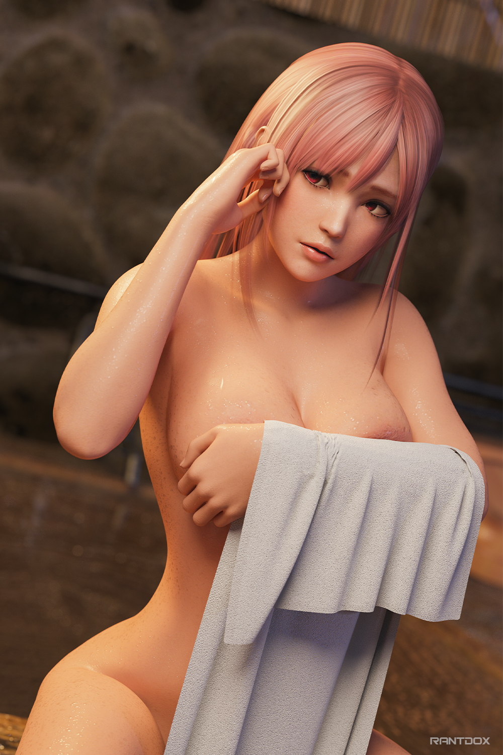 3d busty dead_or_alive female female_focus female_only honoka_(doa) hourglass_figure long_hair pink_hair rantdox tagme wide_hips