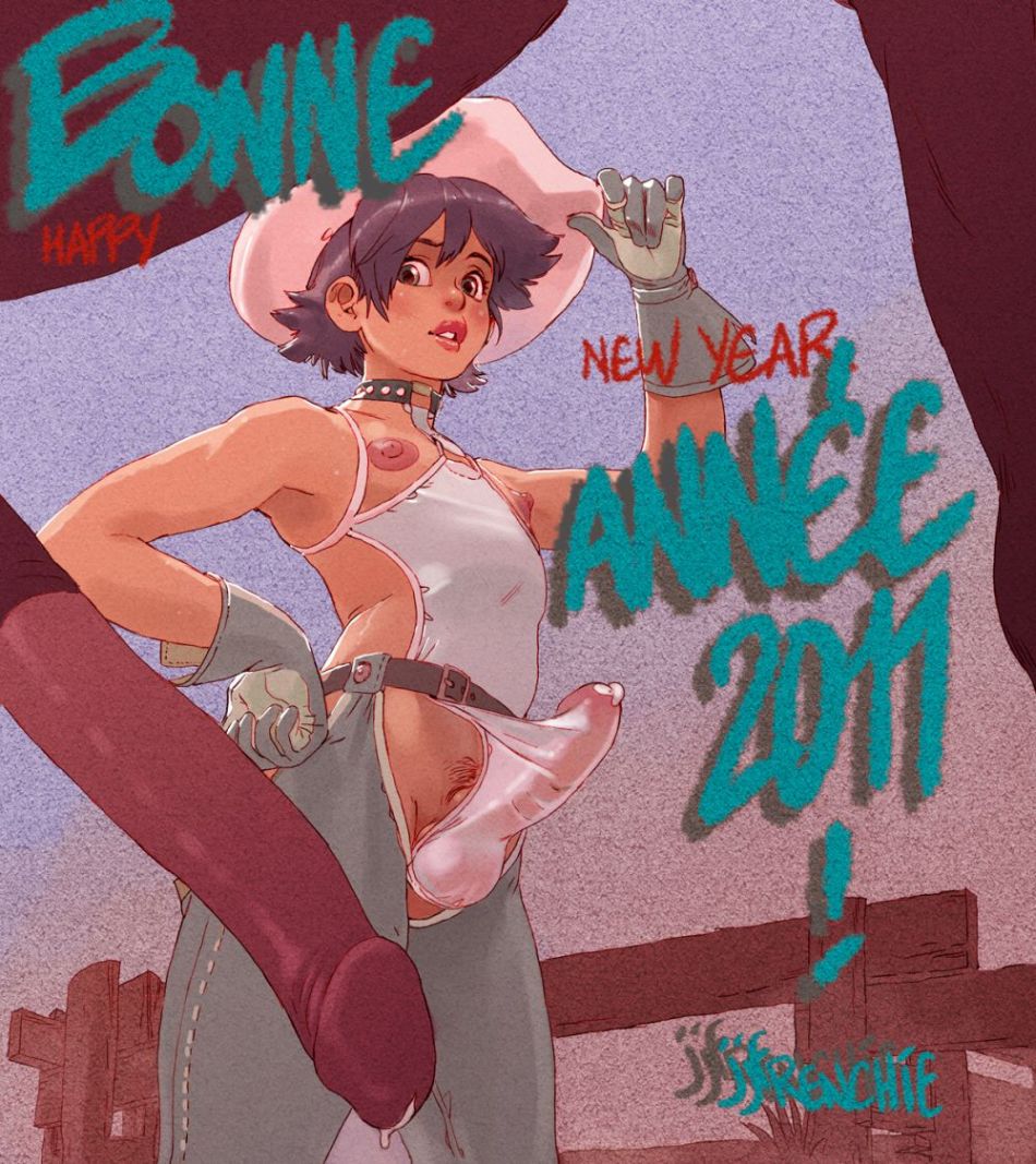 1boy, 1femboy, androgynous, animal genitalia, animal penis, balls, belt, black hair, collar, cowboy boots, cowboy hat, crossdressing, dark skin, dark-skinned femboy, dark-skinned male, equine, equine penis, erection, eyeliner, femboy, flat chest, french text, girly, gloves, hair, hat, horse, horsecock, jjfrenchie, leotard, lingerie, lipstick, makeup, male, male only, mammal, nipples, penis, precum, pubic hair, see-through, short hair, skinny, standing, testicles, trap