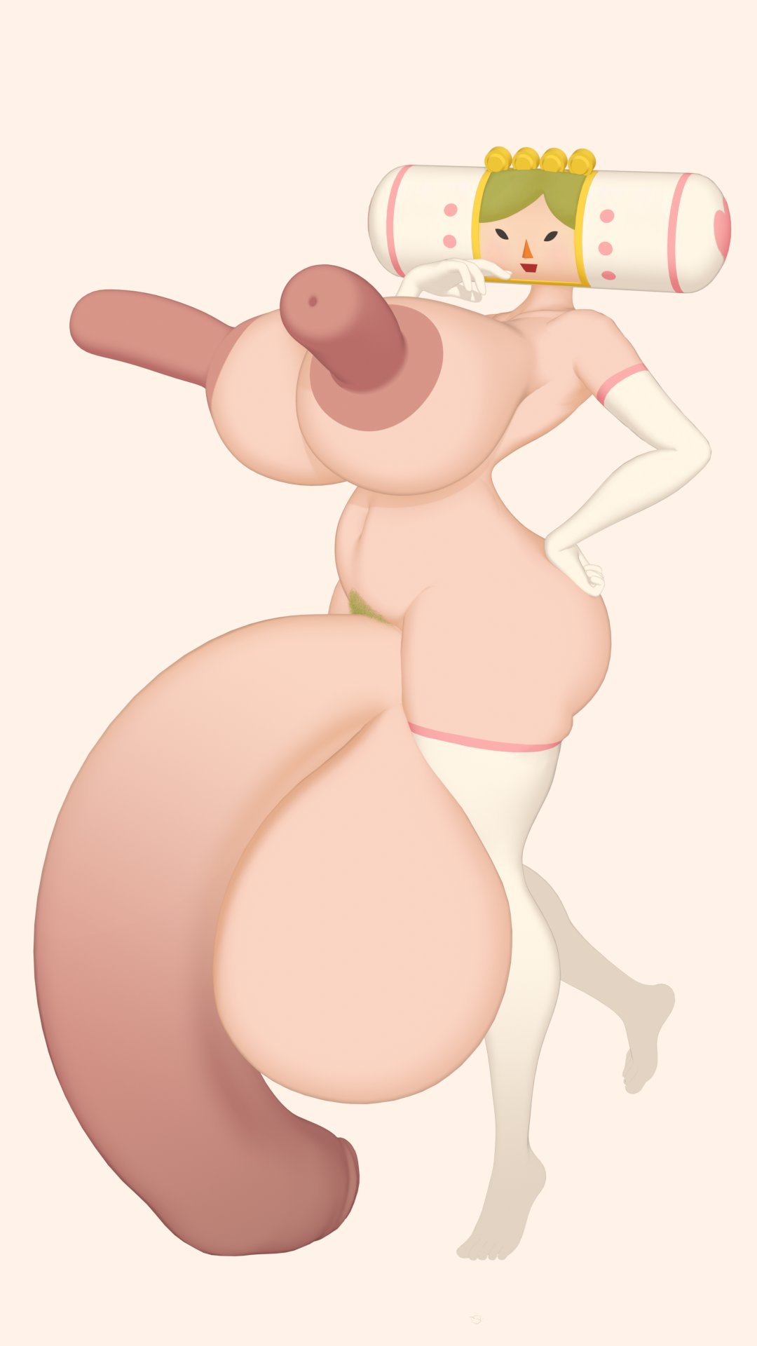 1futa, 2d face, bandai namco, big ass, big breasts, black eyes, cyanu, futanari, green hair, green pubic hair, huge nipples, hyper, katamari, katamari damacy, long nipples, milf, namco, pubic hair, queen of all cosmos, solo, solo futa, tagme, uncircumcised, unretracted foreskin