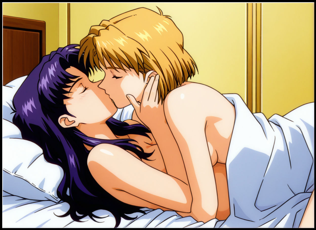 2girls ai_generated akagi_ritsuko bangs bed blonde_female blonde_hair blush breast_press breasts cleavage closed_eyes completely_nude completely_nude_female couple cowgirl_position duo eyebrows_visible_through_hair female/female female_only friends guloyu84 hugging indoors katsuragi_misato kissing lesbian_sex long_hair love lying lying_on_back lying_on_bed medium_breasts misato_katsuragi multiple_females multiple_girls mutual_yuri neck neon_genesis_evangelion nude nude_female on_back on_bed parted_bangs pillow purple_hair ritsuko_akagi romantic romantic_couple sex short_hair sideboob sidelocks small_breasts straight_hair under_covers yuri