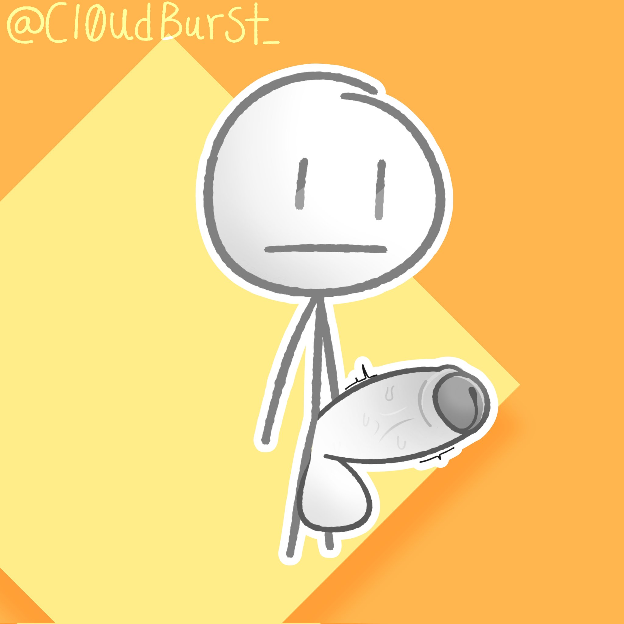 1boy, bald, battle for bfdi, battle for dream island, battle for dream island again, battle for dream island elsewhere, bfb, bfdi, bfdia, bfdie, cartoony, cl0udburst , david (bfdi), erect penis, erection, expressionless, grey skin, hyper, hyper balls, hyper penis, idfb, male, male only, neutral expression, no hair, object show, object shows, orange background, solo, solo male, stick figure, stickman, sweatdrop, sweaty penis, tagme, the power of two, tpot, white body