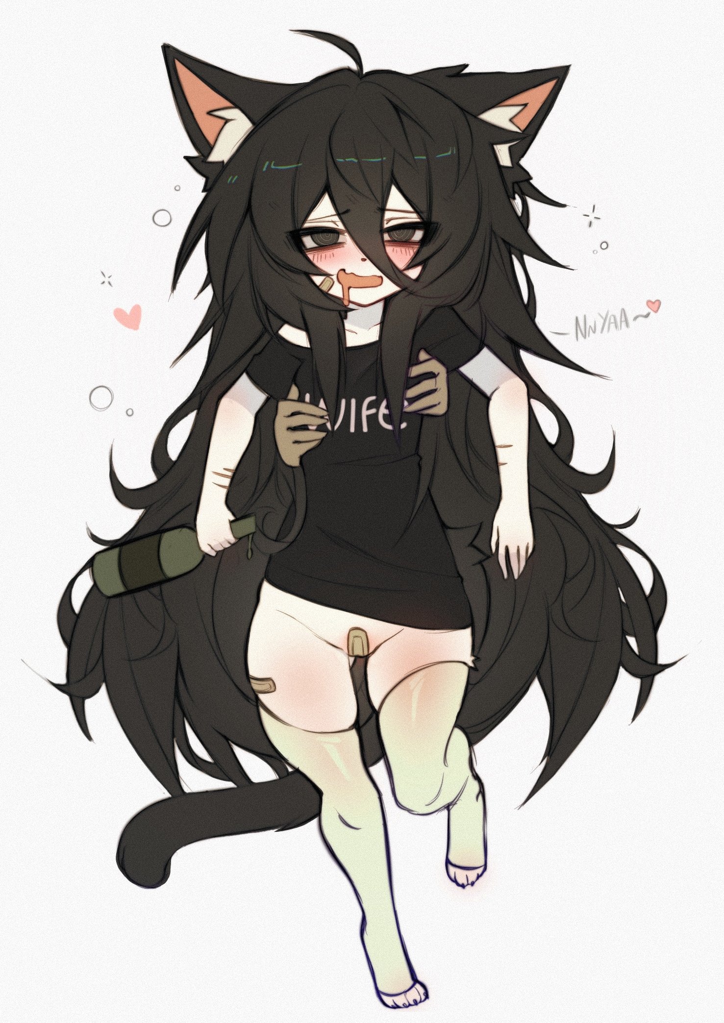bandage, bandage on nipples, bandage on pussy, bandages, being held, bunny bunkai, cat ears, catgirl, female, female only, femcel, flat chest, flat chested, fluffy hair, girl failure, girlfailure, holding, long hair, self harm, self harm scars, tail, thick thighs, thin female, thin waist, twitter