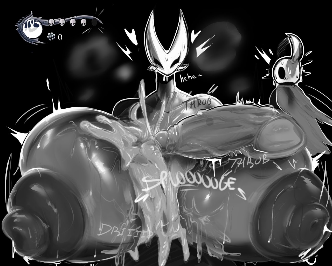 1boy, 1girls, breasts, brother and sister, cum, female, half siblings, hollow knight, hornet (hollow knight), huge breasts, huge cock, hyper, incest, l0nneva, lonneva, male, massive breasts, penis, protagonist (hollow knight), semen, size difference, small but hung, smaller male, tagme, the knight (hollow knight)